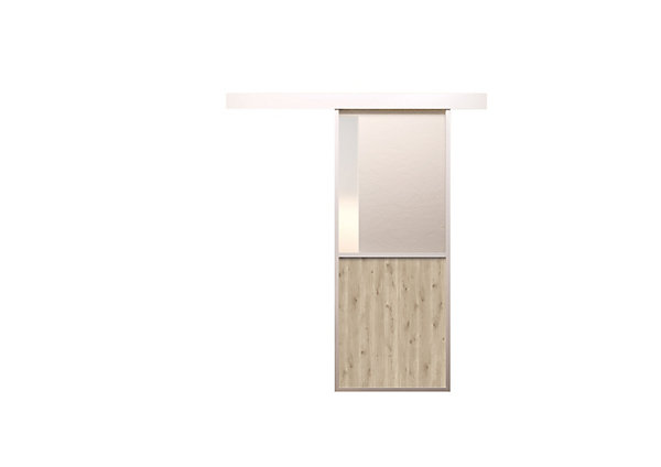 Kit porte coulissante en applique Contemporain blanc cadre en aluminium et verre dépoli Blanc H 204 x 83 x 3,6 cm