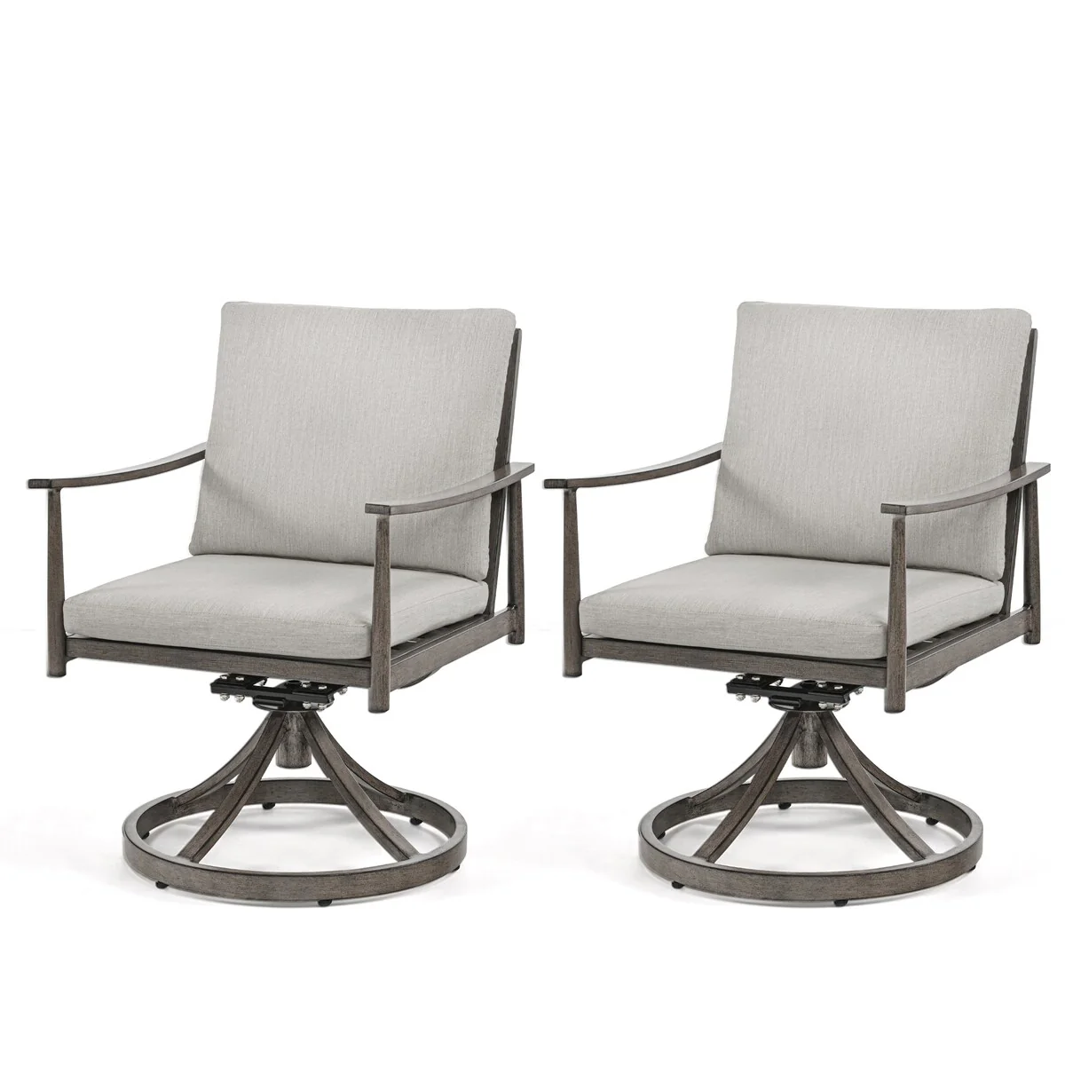 SleekLine 2-Piece Aluminum Patio Dining Swivel Chairs with Cushions