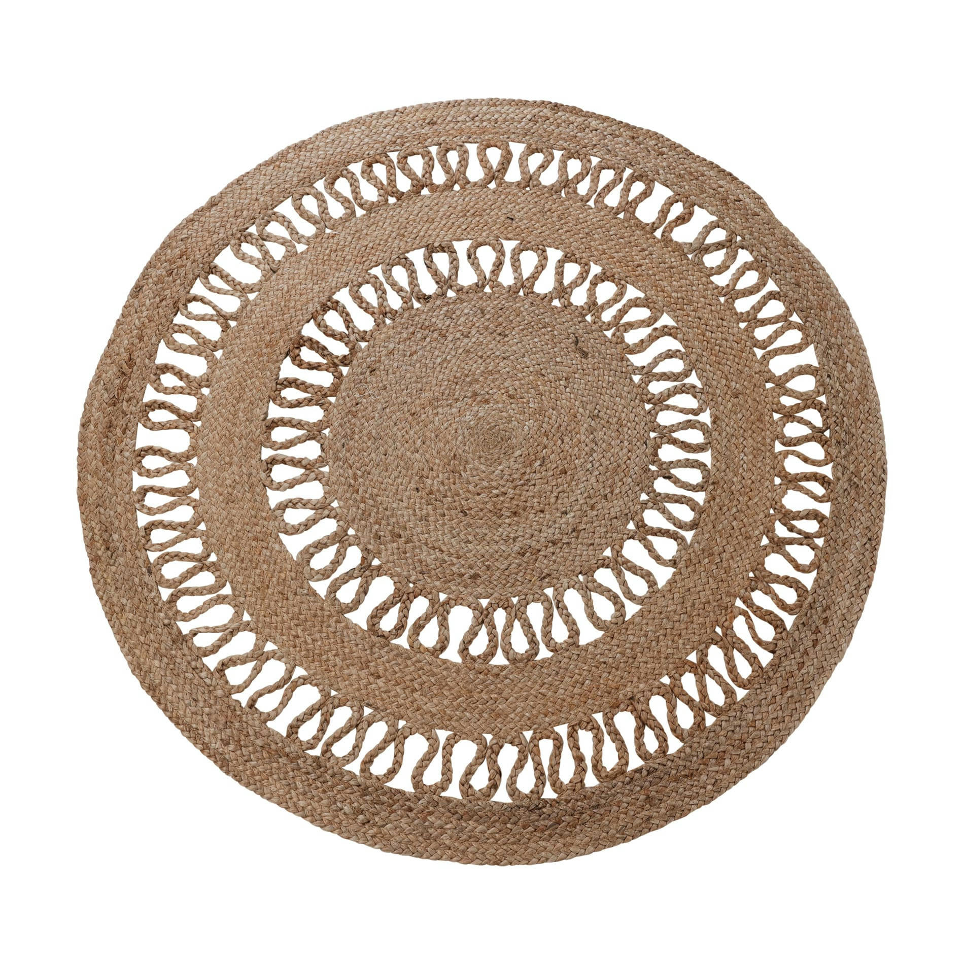 - Tapis rond en jute naturel tissé marron diamètre 120 cm