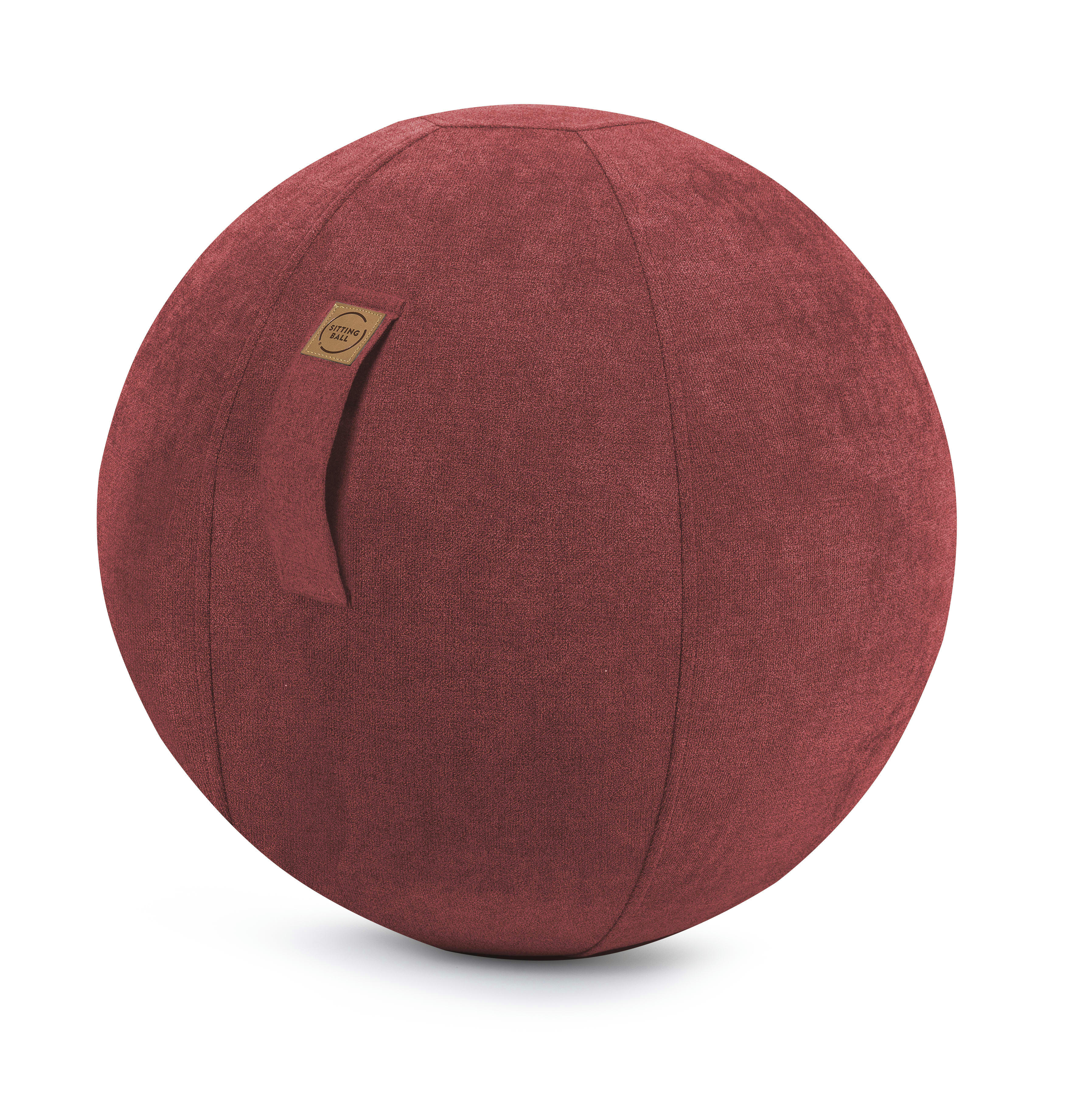 ALFA - Balle d'assise design en suédine rouge avec poignée  D65