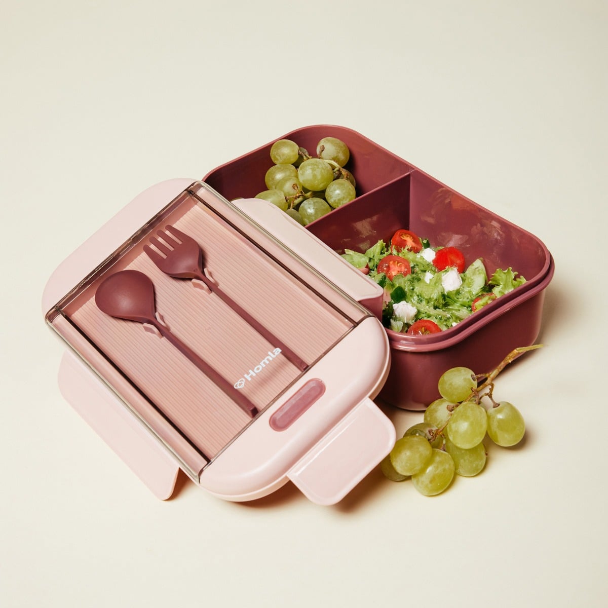 Lunchbox POPPIE ze sztućcami różowy 0,54 l