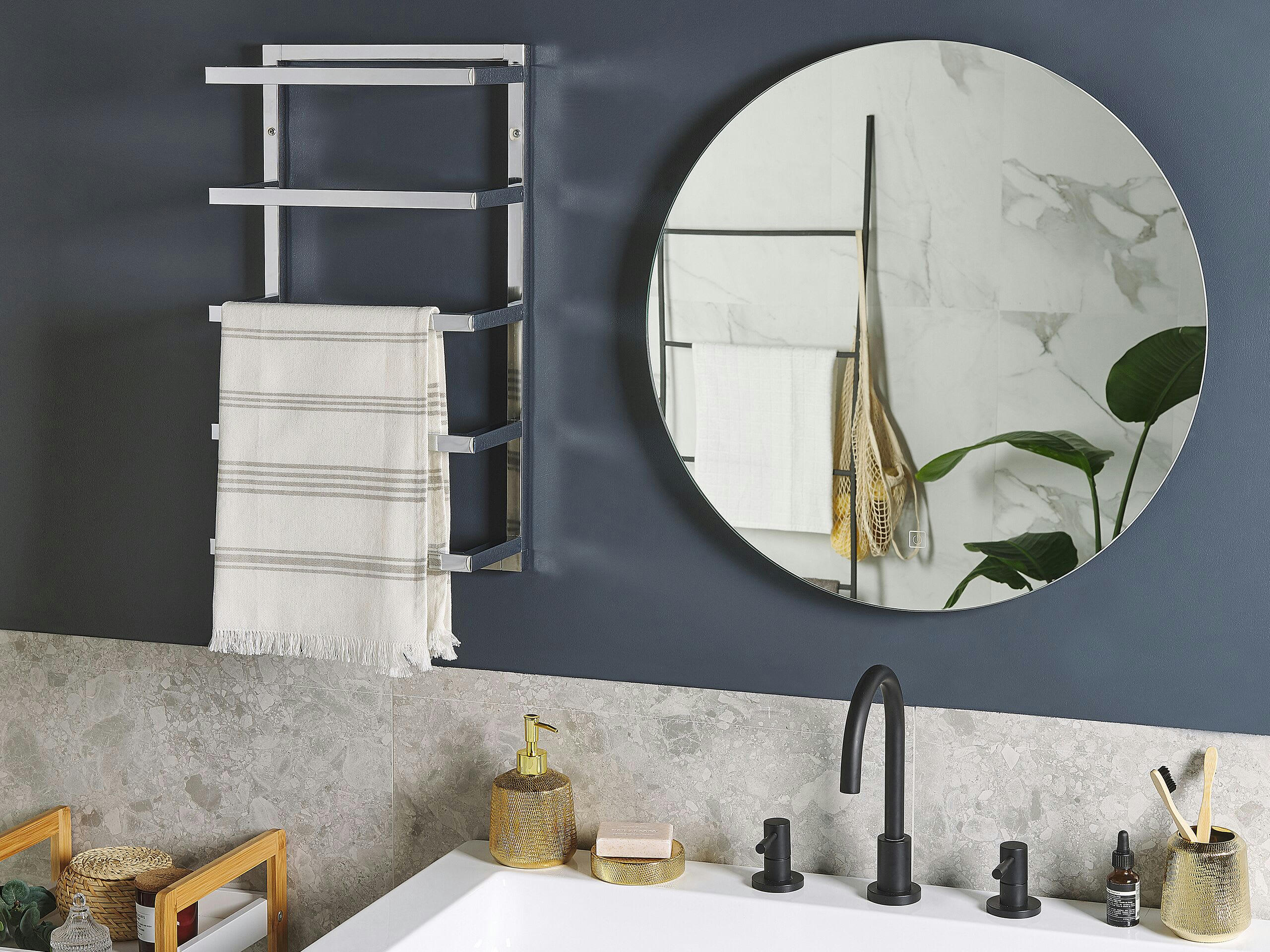 CINTRA - Porte-serviettes mural acier argenté 5 barres 31 x 57 cm