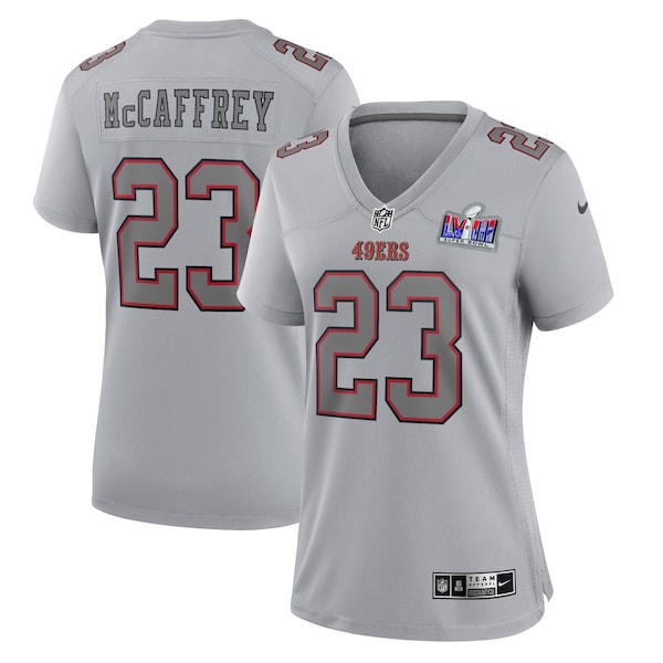 Christian McCaffrey San Francisco 49ers Nike Women's Super Bowl LVIII Atmosphere Fashion Game Jersey - Gray