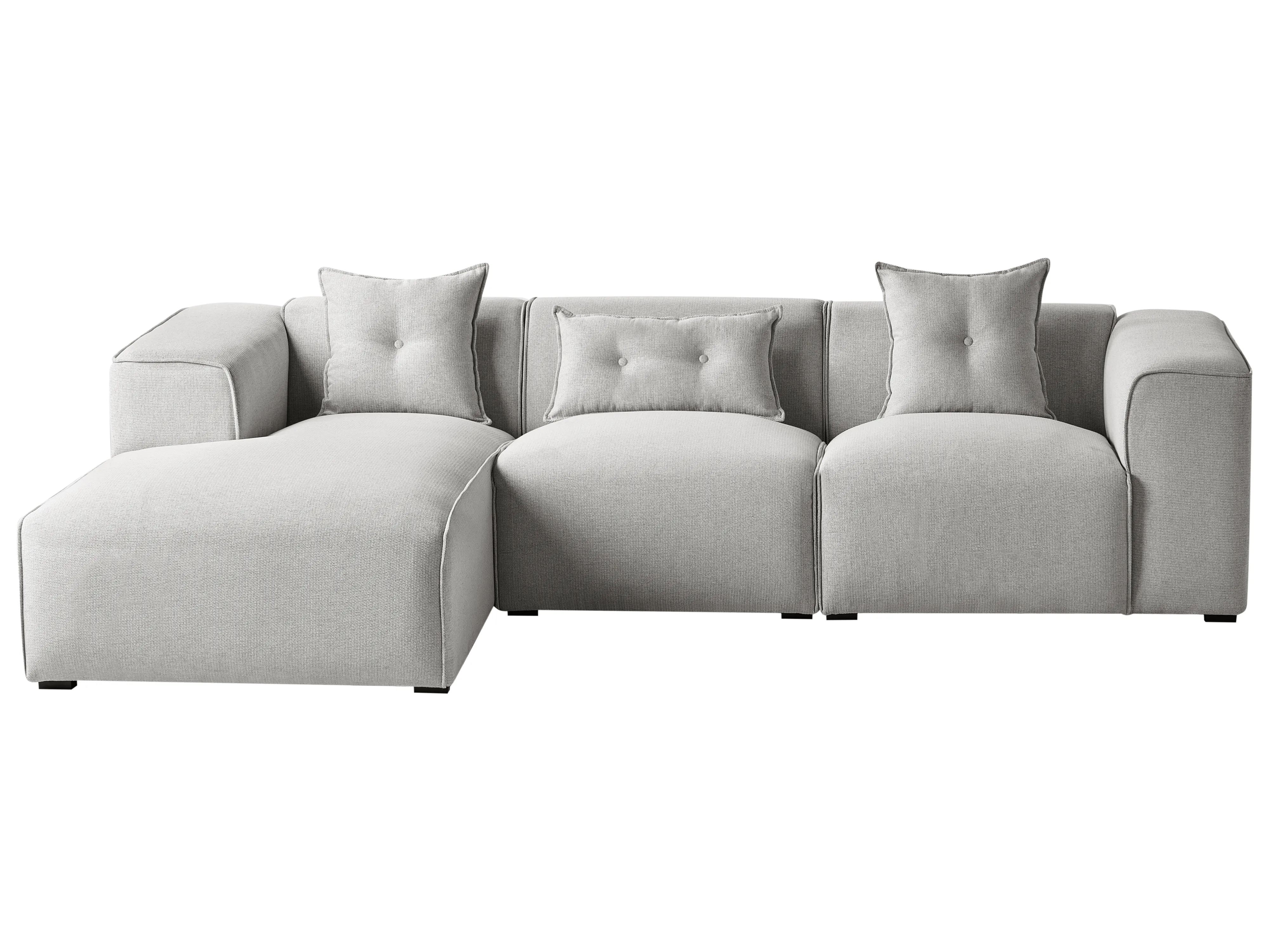 Corner Sofa 3 Seater DOLVA Fabric Light Grey Left Hand