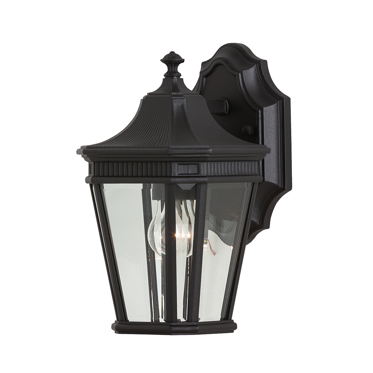 Kinkiet zewnętrznyczarno-przezroczysty Cotswold Lane 1xE27x60W IP44 Feiss