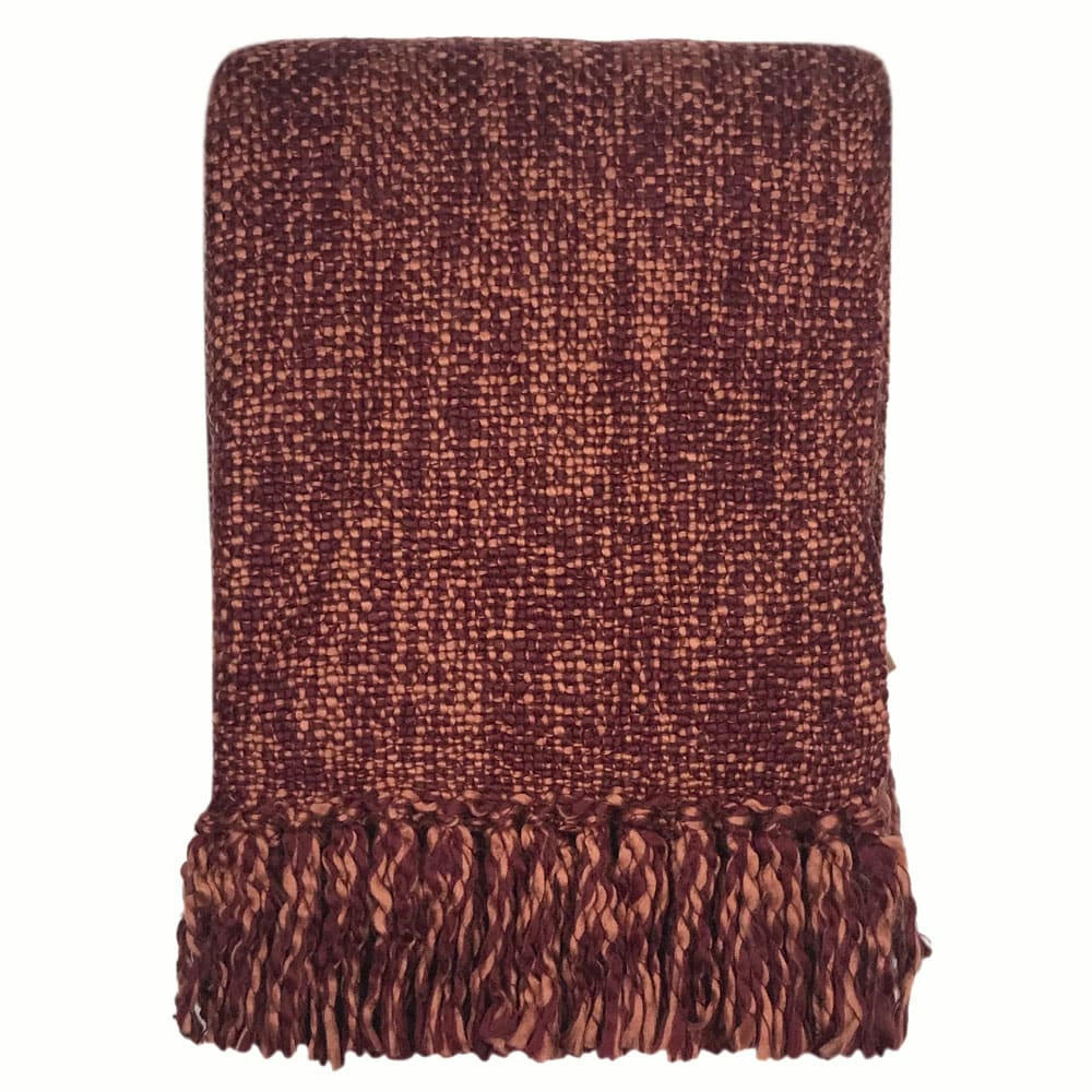 MARBLE - Plaid rouge bordeaux 125x150