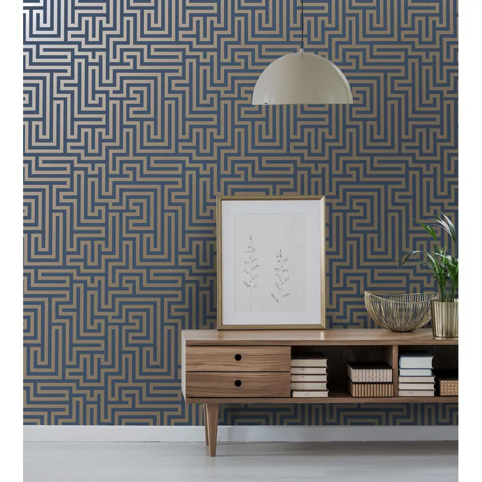 Dutch Wallcoverings - Indulgence Maze navy - 0,53x10,05m