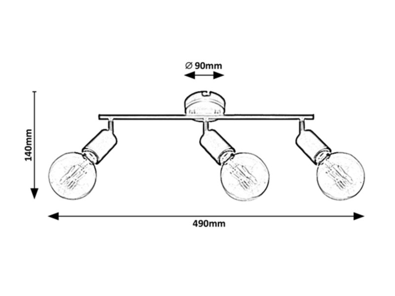 Lampa sufitowa czarna Lamar 3xE27x40W wym: 12,5x49x12,5 cm Rabalux