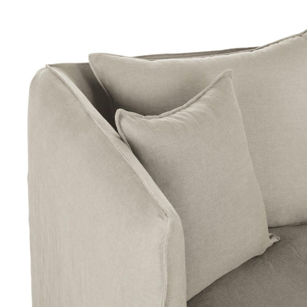 Louvain - Housse de canapé d'angle gauche en lin froissé beige