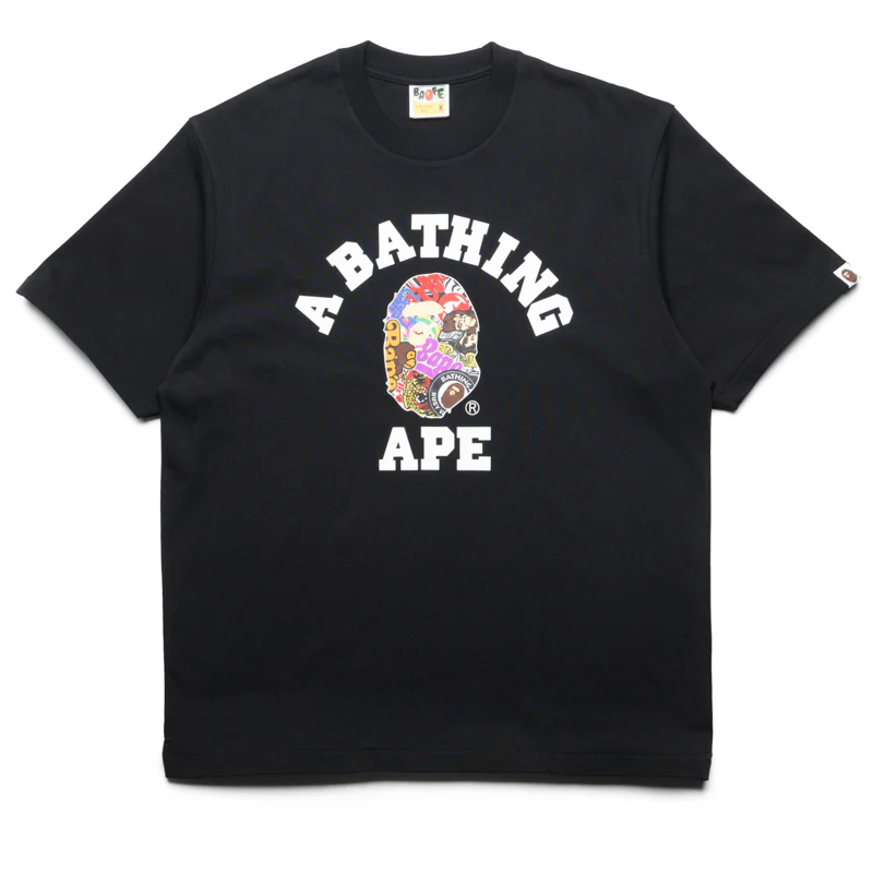 A Bathing Ape Multi Logo College Tee - Black