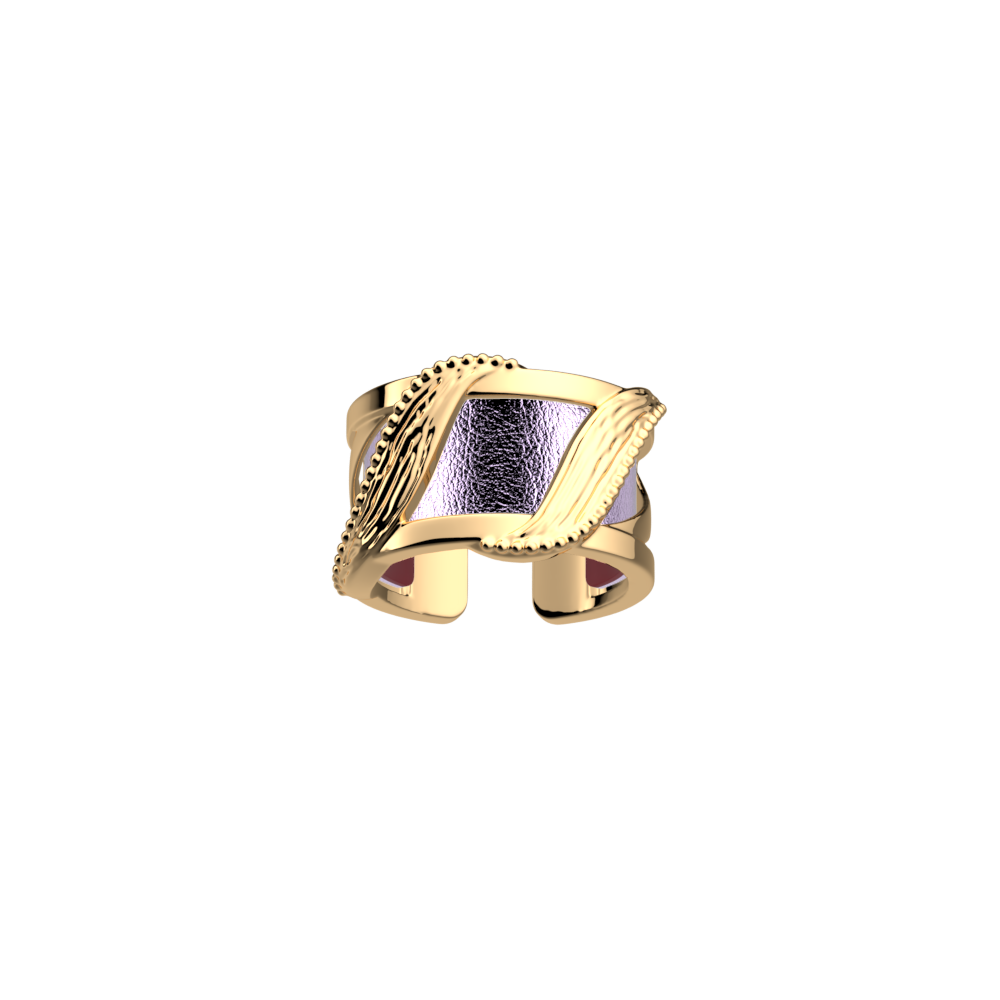 Bague Drapé, cuir réversible Violette Sauvage / Lavande Métallisée