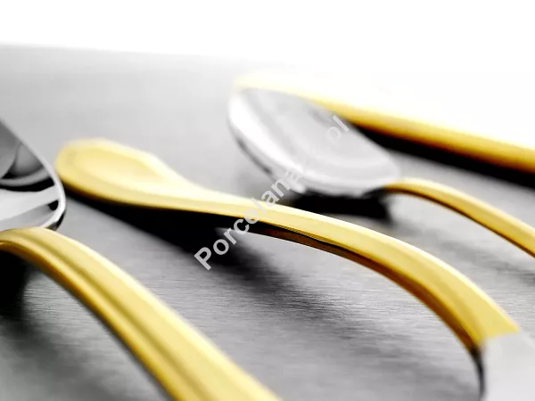 Komplet sztućców 24 cz. na 6 osób Hisar - Riva Gold Satin (4.0/3.0 mm) matowe złoto