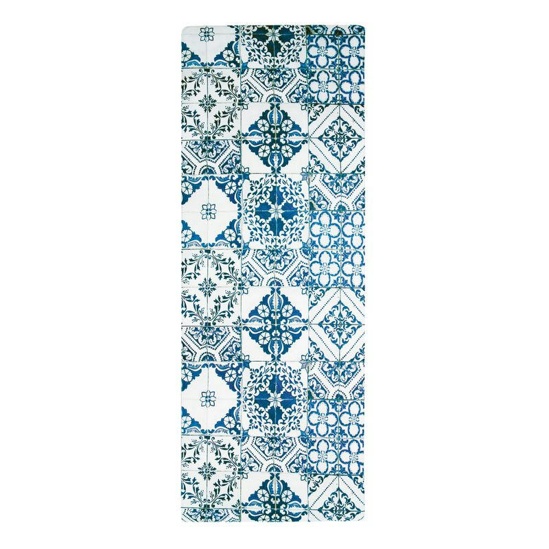 AZULEJOS - Tapis de cuisine carreaux de ciment bleu 45x120
