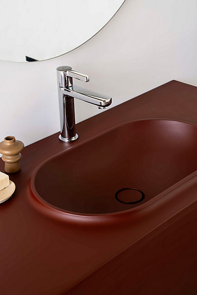 Ensemble meuble de salle bain 100 cm plan vasque rouge tassili POALGI 2 tiroirs - série B&uuml;l