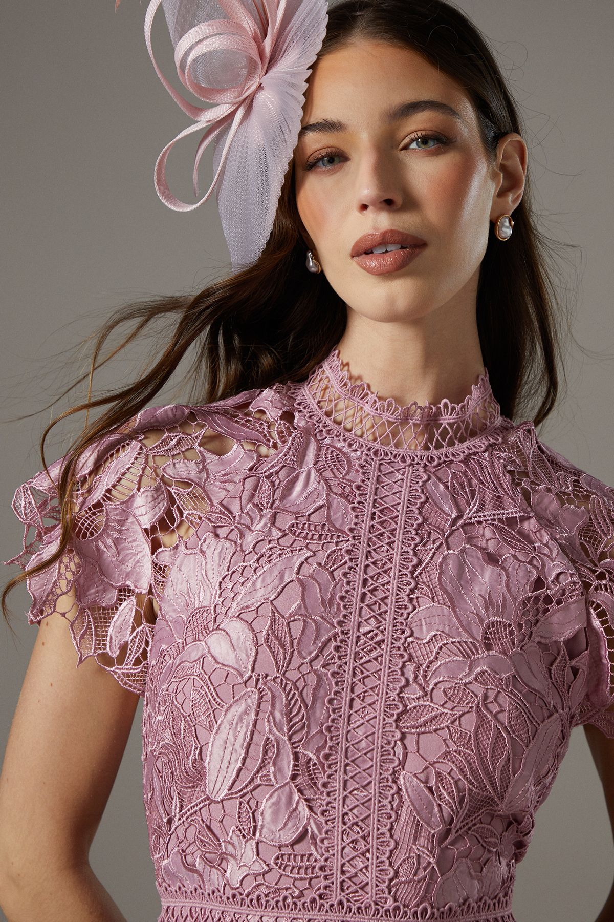 Coast Satin Lace Tiered Dress