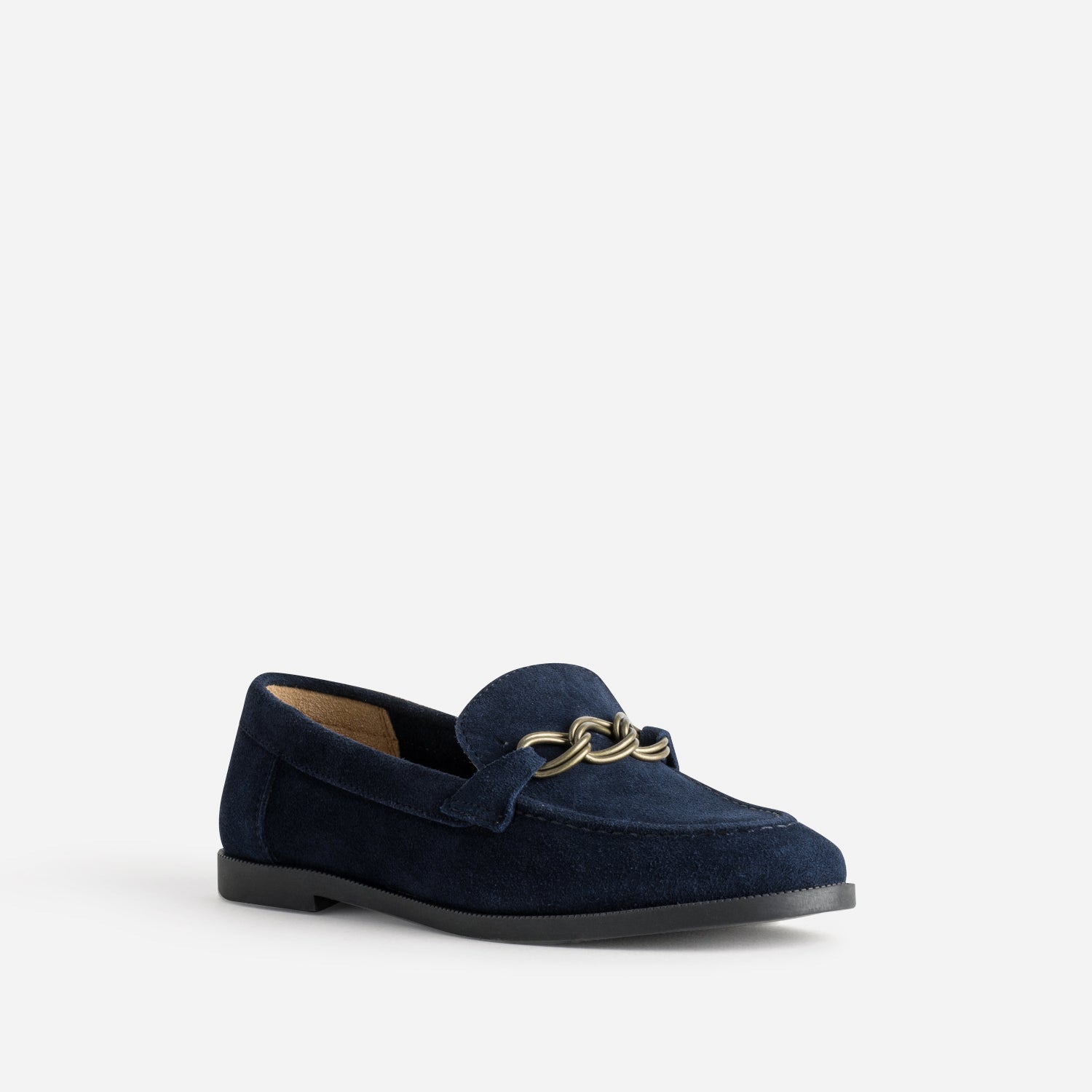 Mocassin marine cuir velours