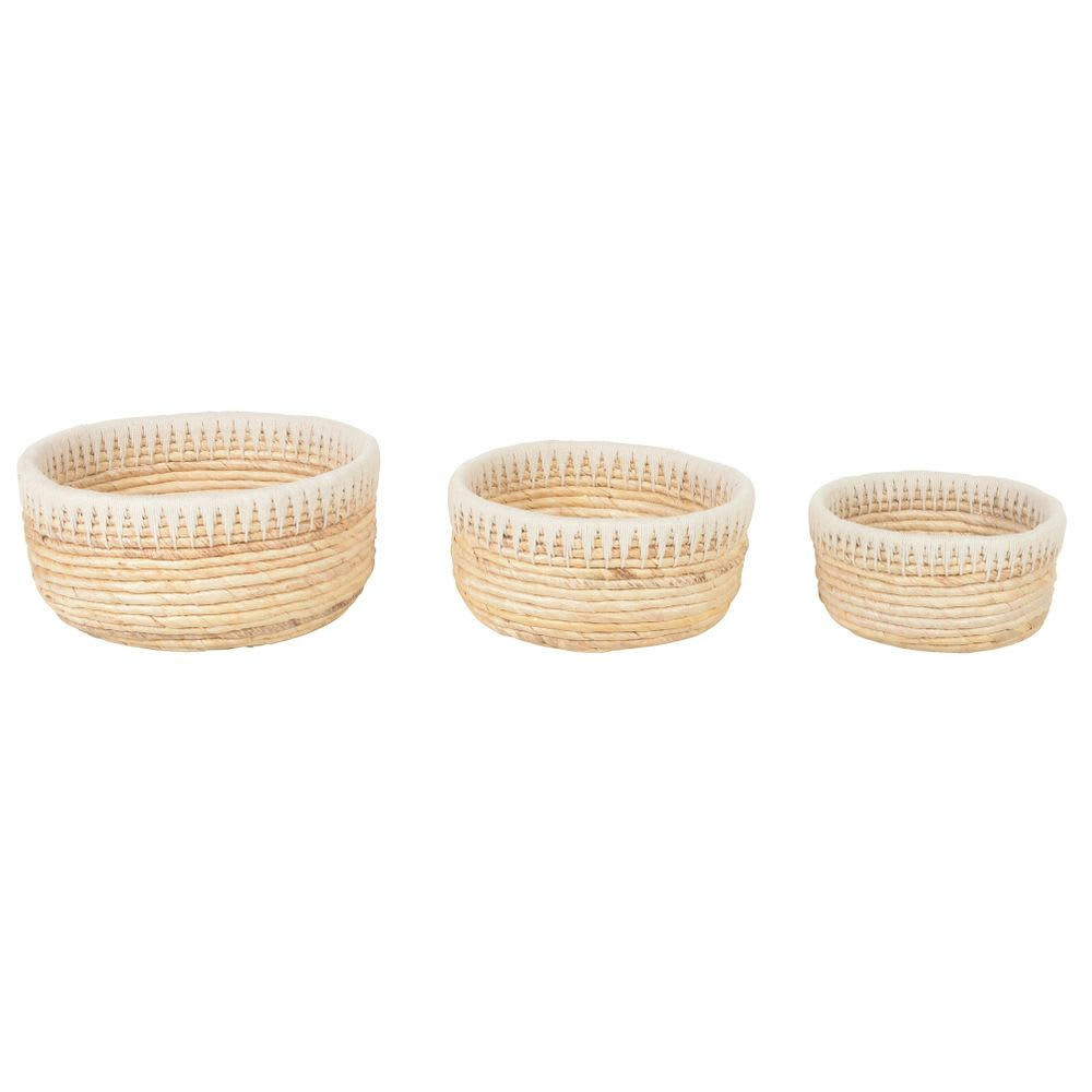 ROP - Paniers ronds en tressage Abaca et corde  (set de 3)