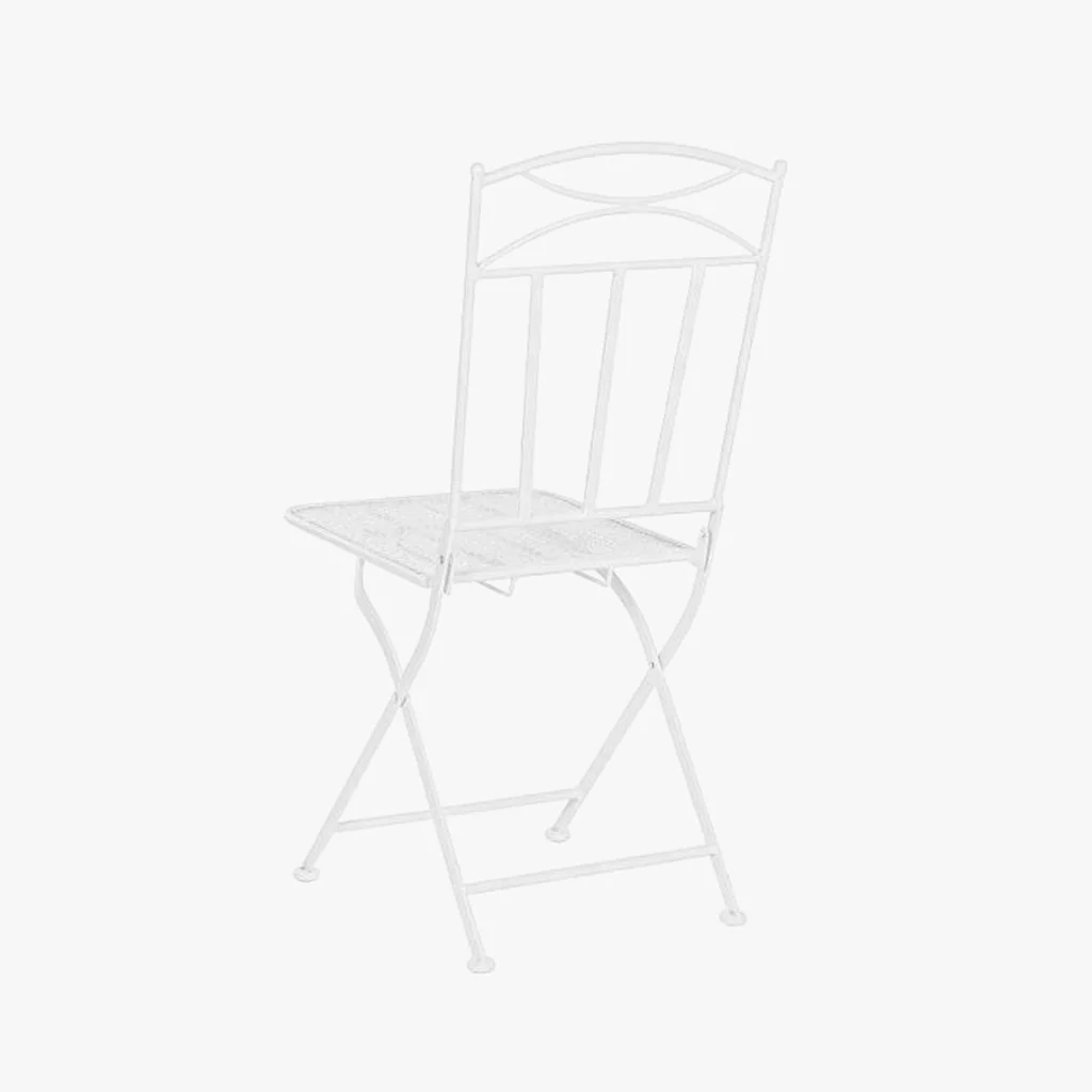 Conjunto de mesa e duas cadeiras em metal com folhas branco REVIVAL