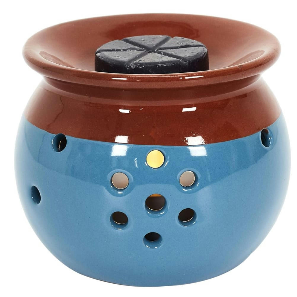 - Brûle parfum bicolore bleu et brun