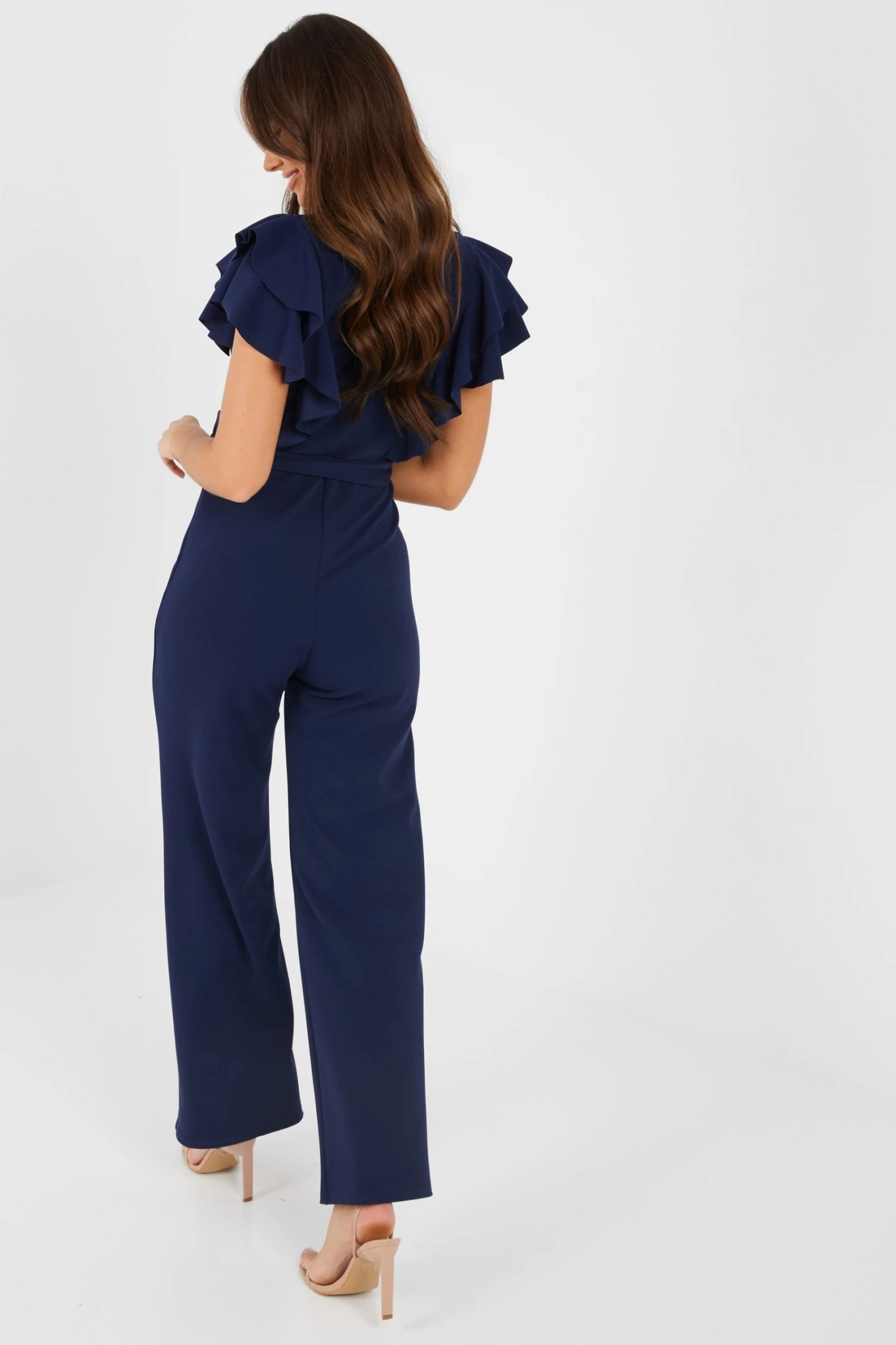 Quiz Blue Frill Sleeve Palazzo Jumpsuit