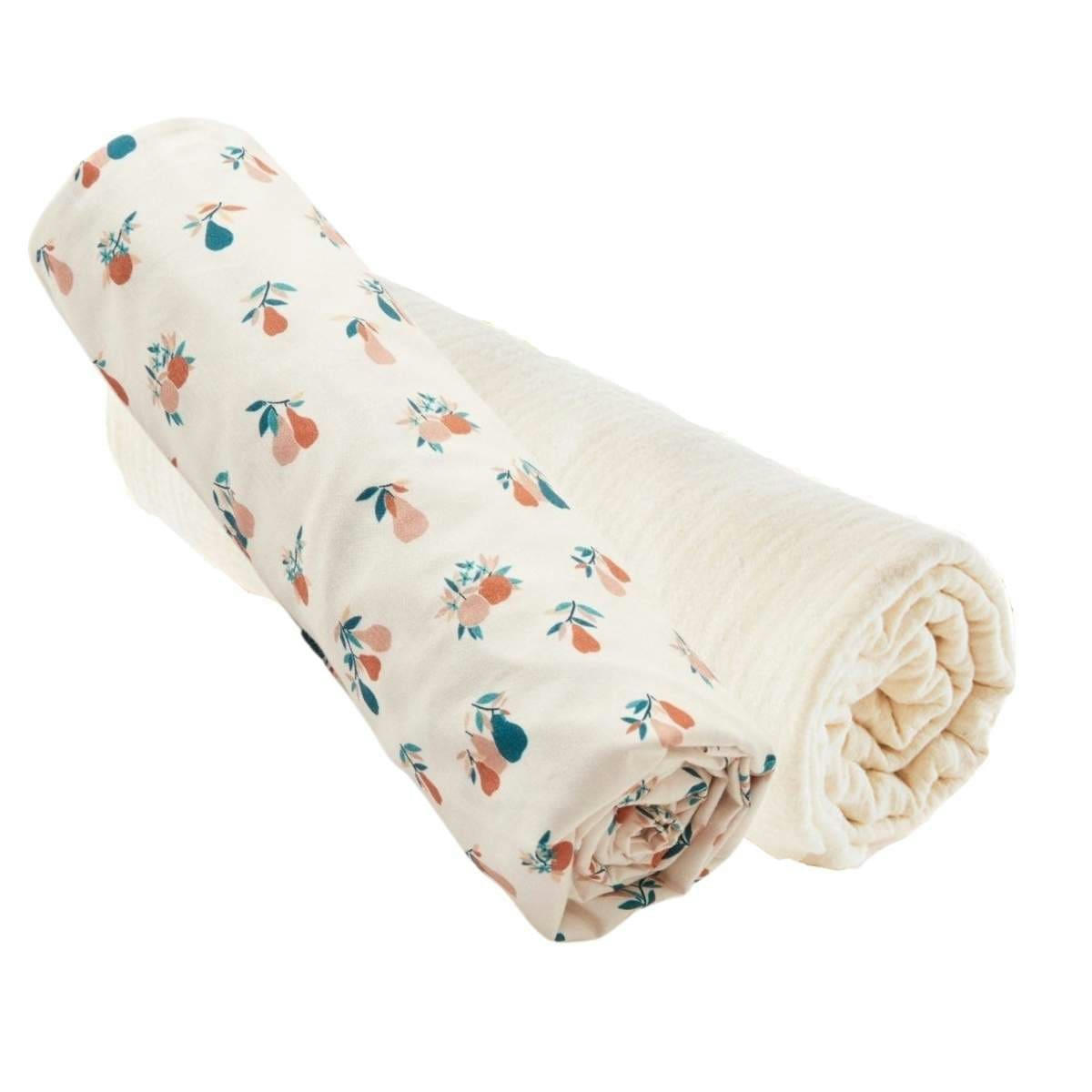 - Lot de 2 draps-housses Ecru & Poires (60x120 cm)