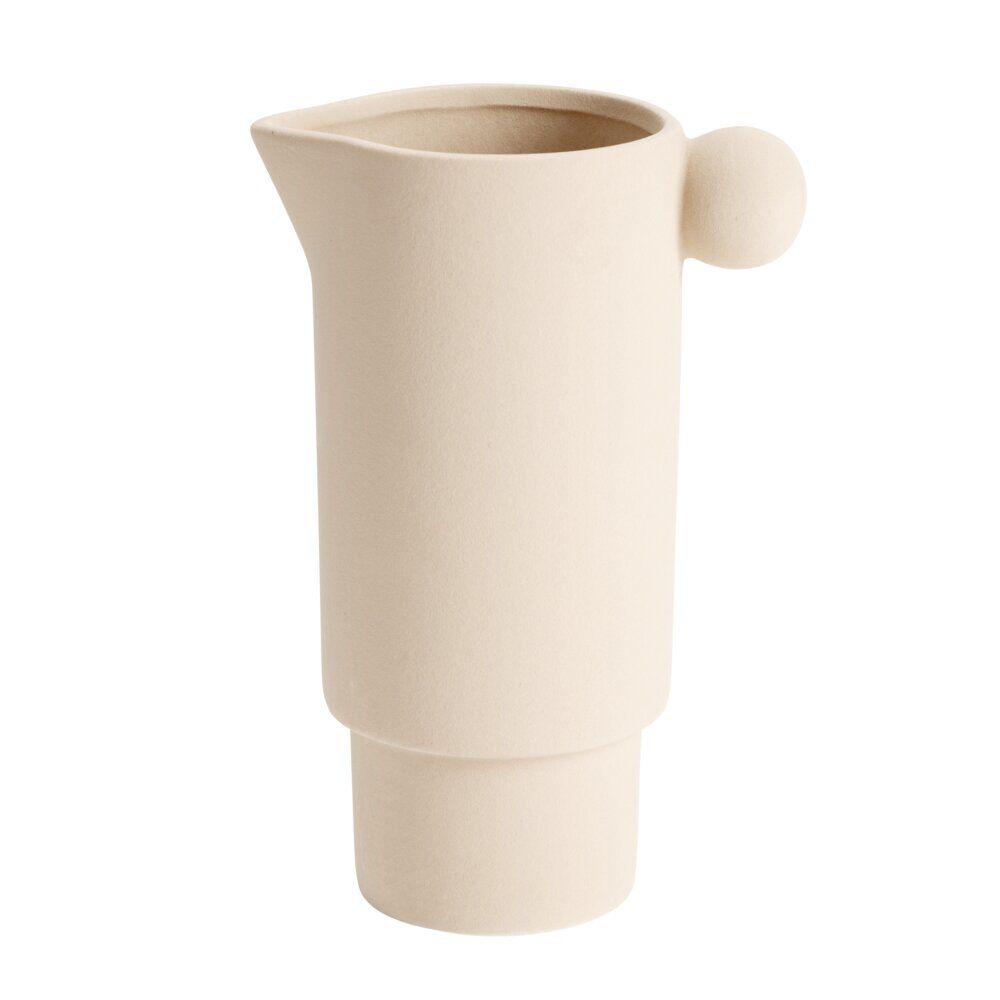 Vase céramique mate façon pichet avec anse boule Ø9,5xH21,5cm (2 modèles)