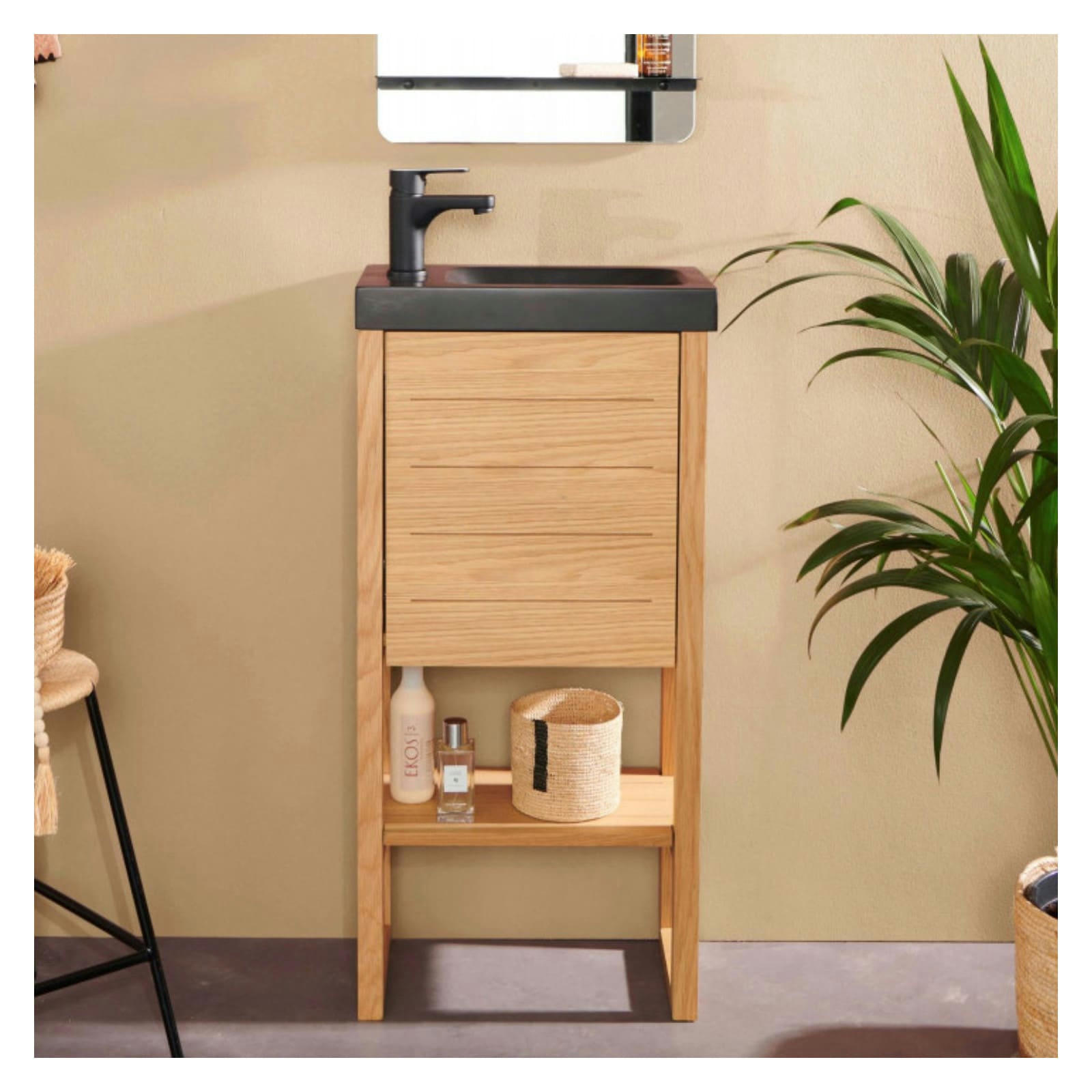 ATOLL - Meuble lave-mains  avec vasque noire