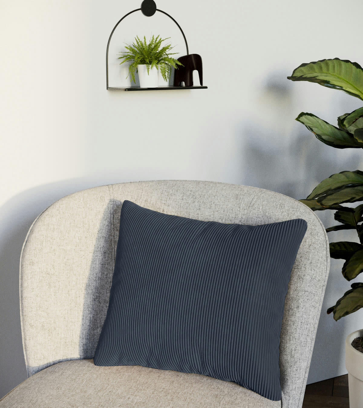 VIKTORIA - Coussin en velours bleu foncé déhoussable 40x40cm