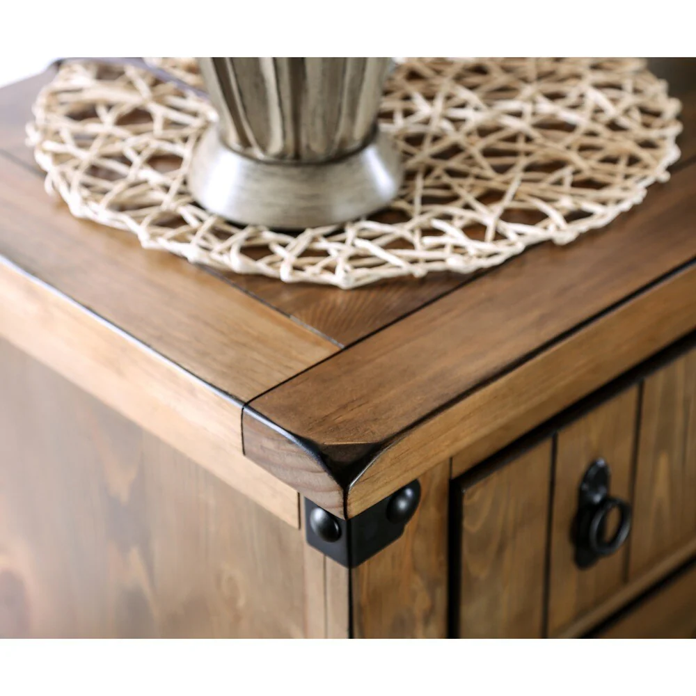 Sierren Country Brown Wood 2-Piece Panel Bedroom Set with USB Port by Furniture of America