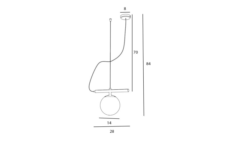 Lampa wisząca czarno-biała Beryl 1xE14x40W wym: 90x28x14 cm Aldex