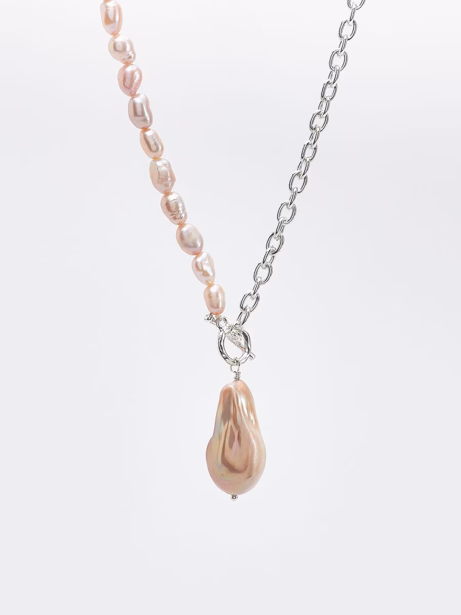 Silver-Plated Necklace With Natural Pearls