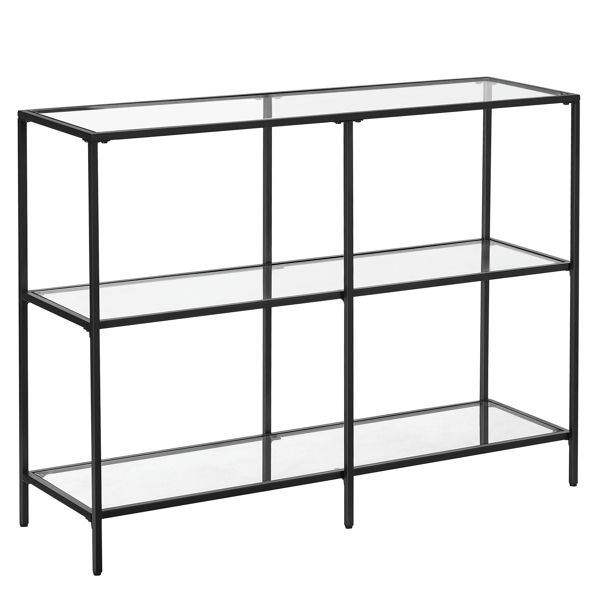 - Table console d’entrée en verre noir classique et transparent