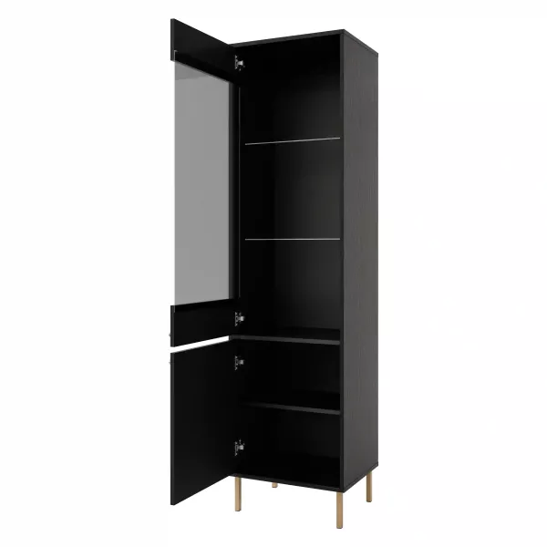 Witryna szklana do salonu Sakai 2 2F T101 Czarny