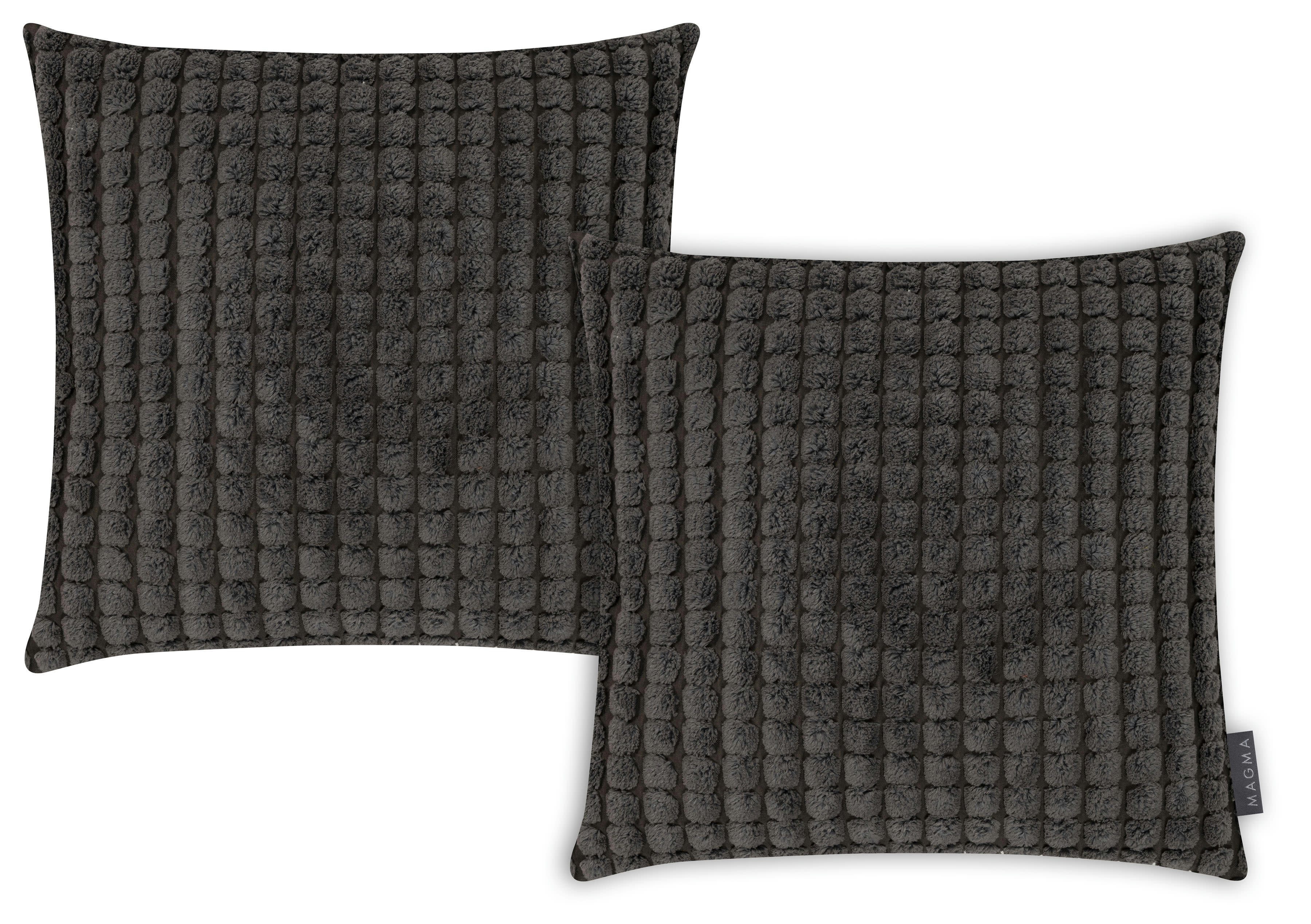 LENOX - Housses de coussin velours toucher doux gris- Lot de 2 - 40x40