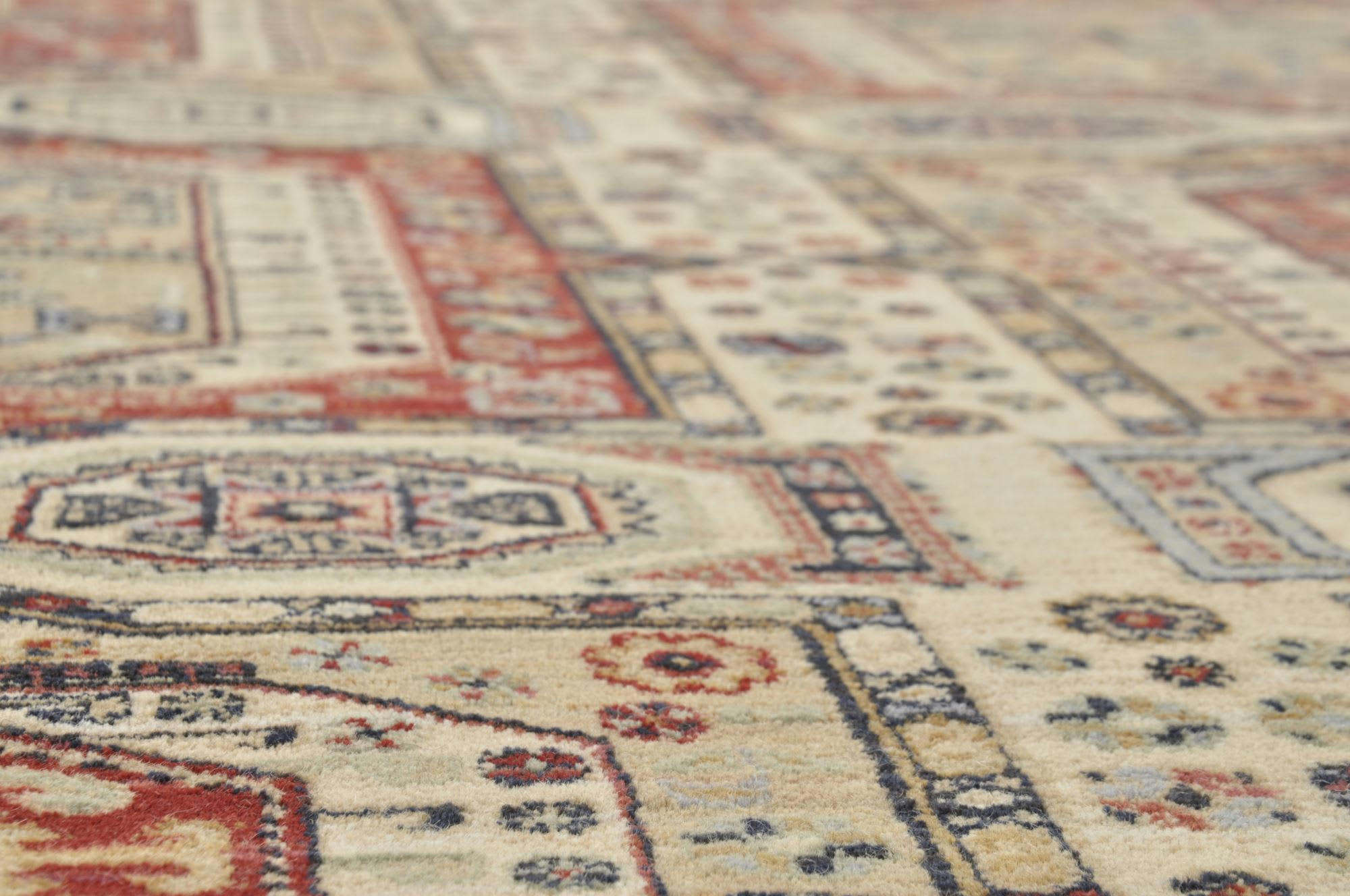 SAHARNA - Tapis d'orient tissé - à franges beige 120x145 cm