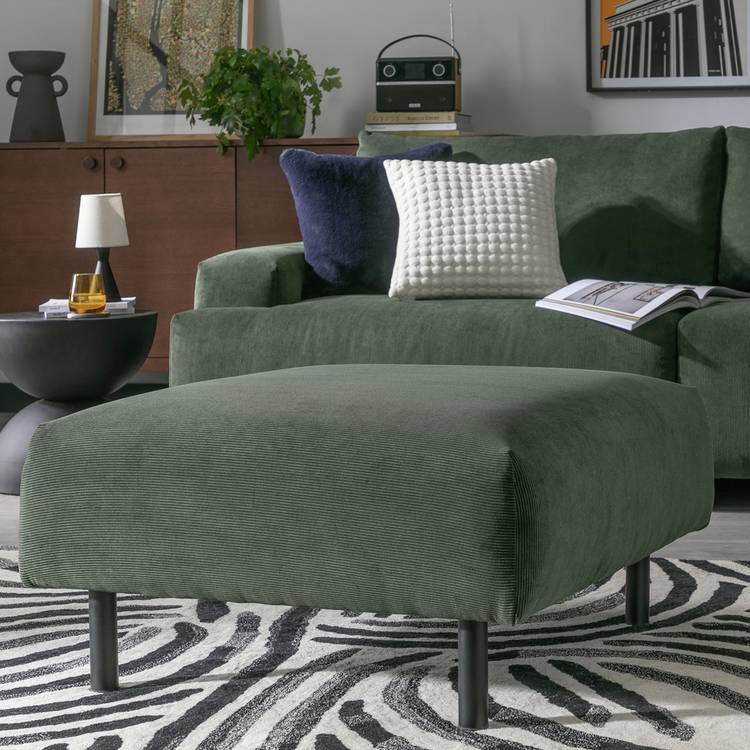 Habitat Julien Fabric Footstool - Dark Green