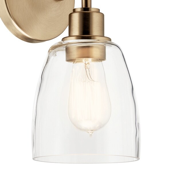 Kichler Lighting Meller 11.25 in. 1-Light Champagne Bronze Wall Sconce with Clear Glass