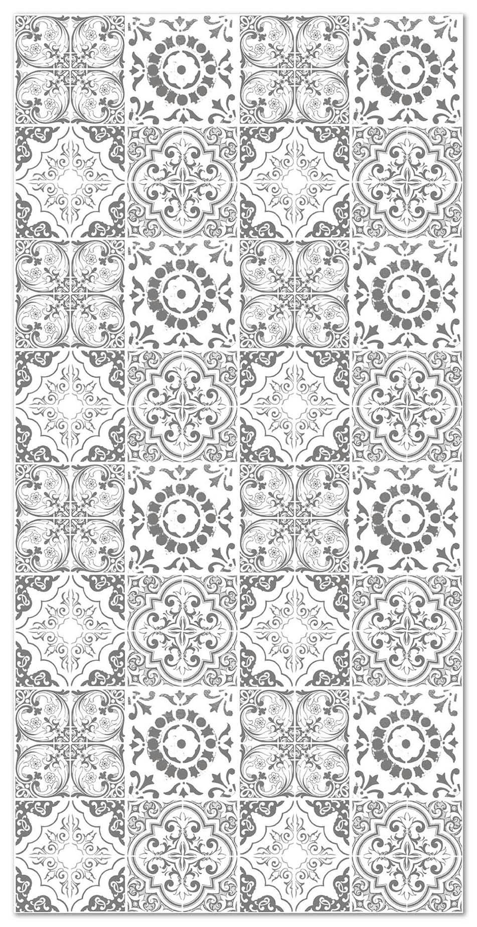 ALFOMBRAS AZULEJOS - Tapis vinyle carreaux ciments grenade gris 80x150cm