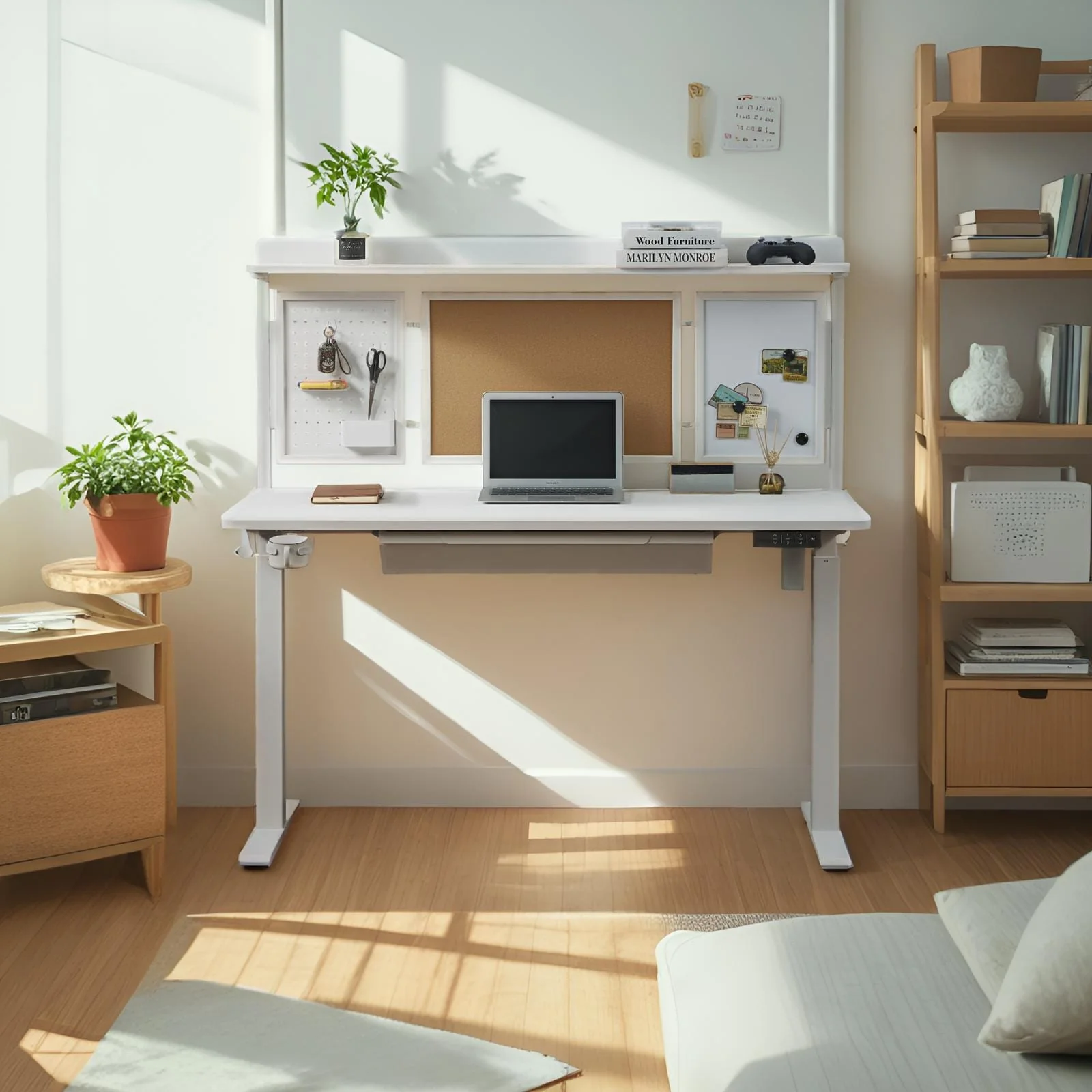 KOWO K3041 Electric Standing Desk White 48 Height Adjustable Workstation, Sit Stand Desk with Memory Preset for Home Office