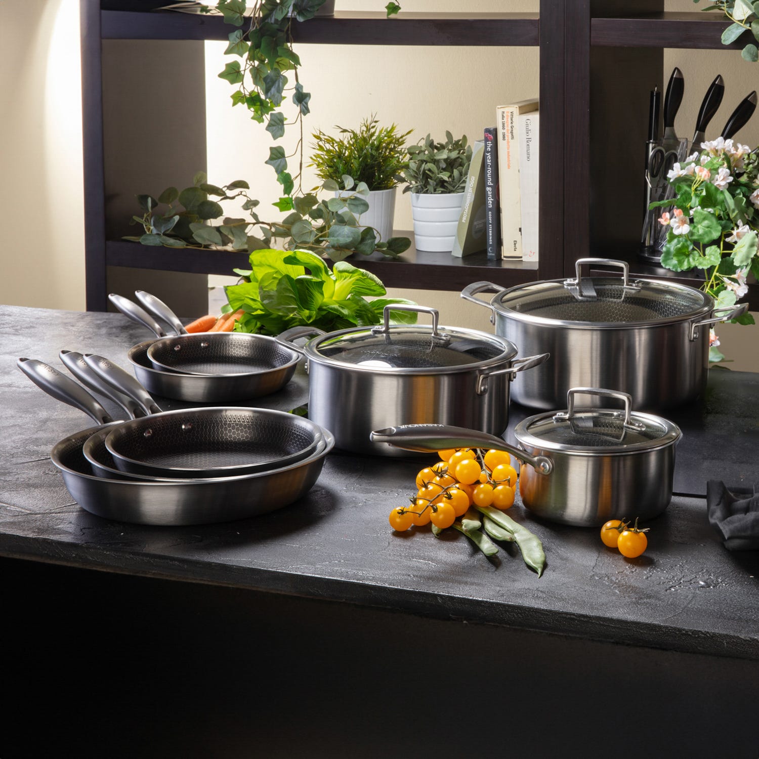 Batteria pentole 11 pezzi Family Tri - Ply acciaio