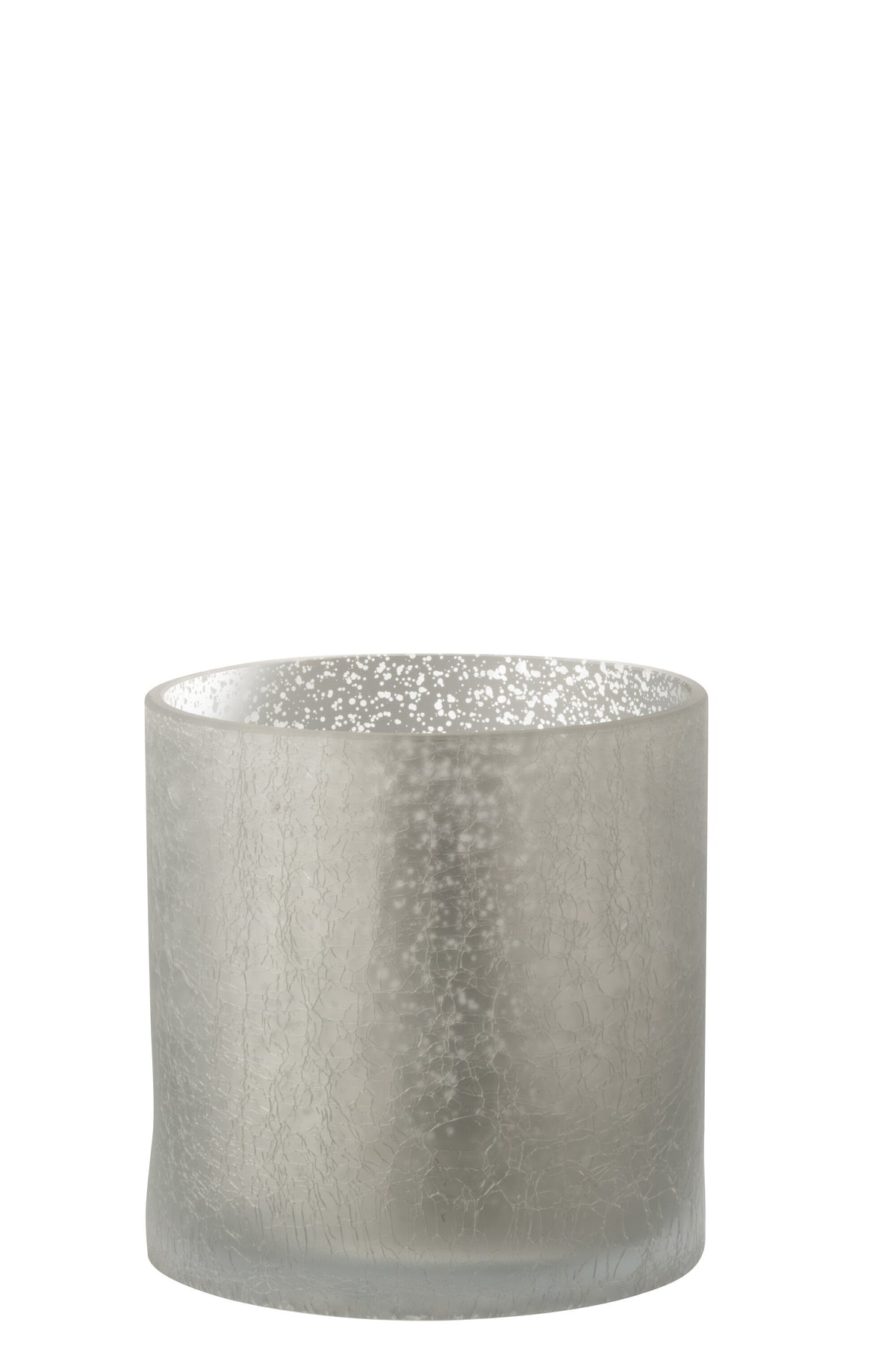 J-Line windlicht Cilinder Craquelé - glas - grijs - large