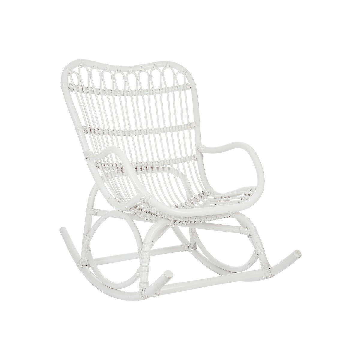 CHARMER - Fauteuil à bascule en rotin blanc