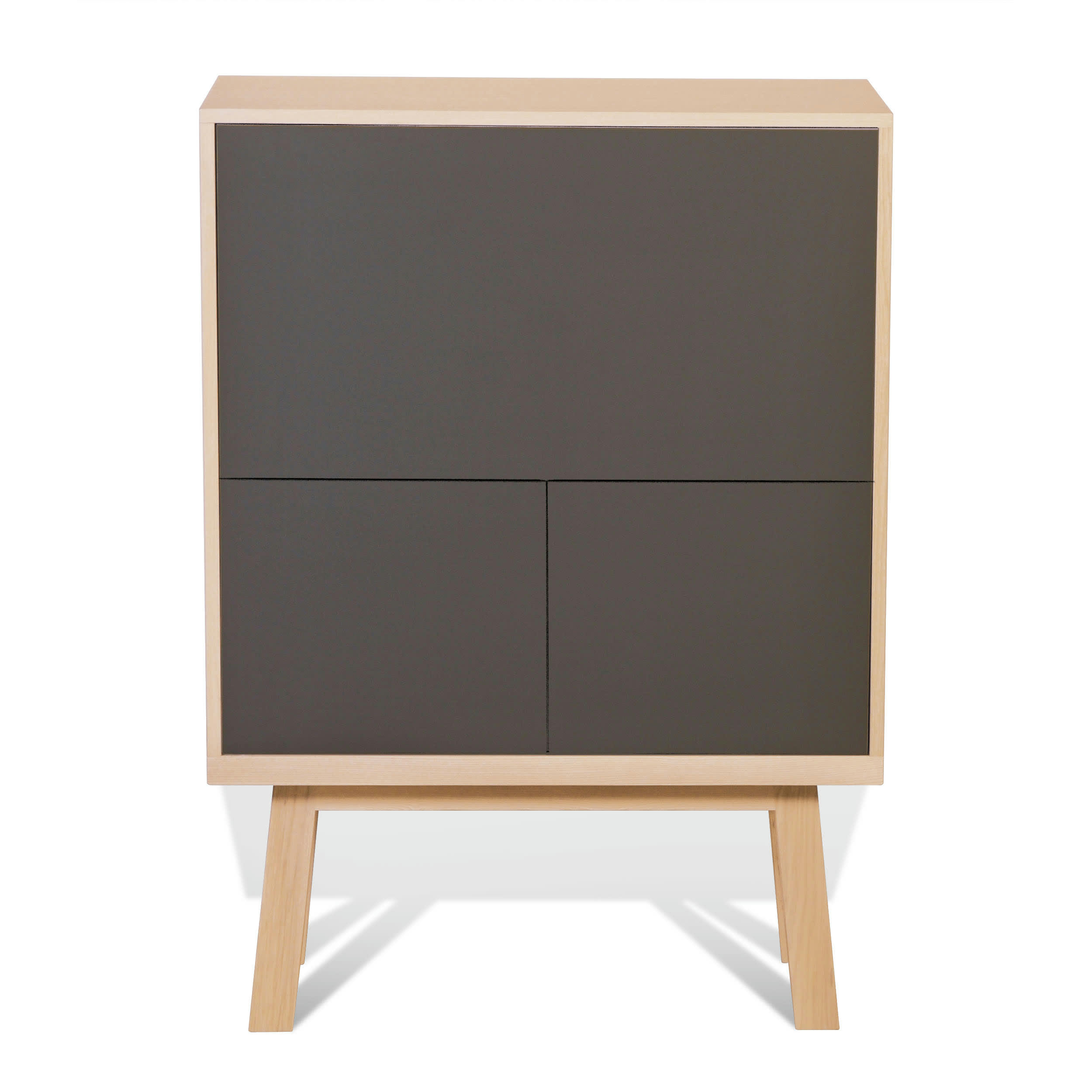 KUBE - Bureau secrétaire avec rangement de 90 cm de large, en frêne