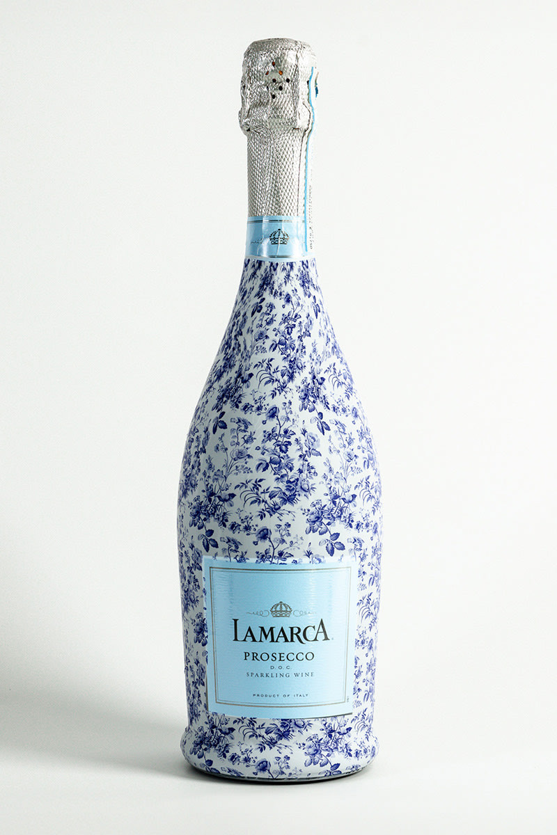 Beau Bottles Grandmillenial Blue Floral La Marca Edition Bottle Wrap