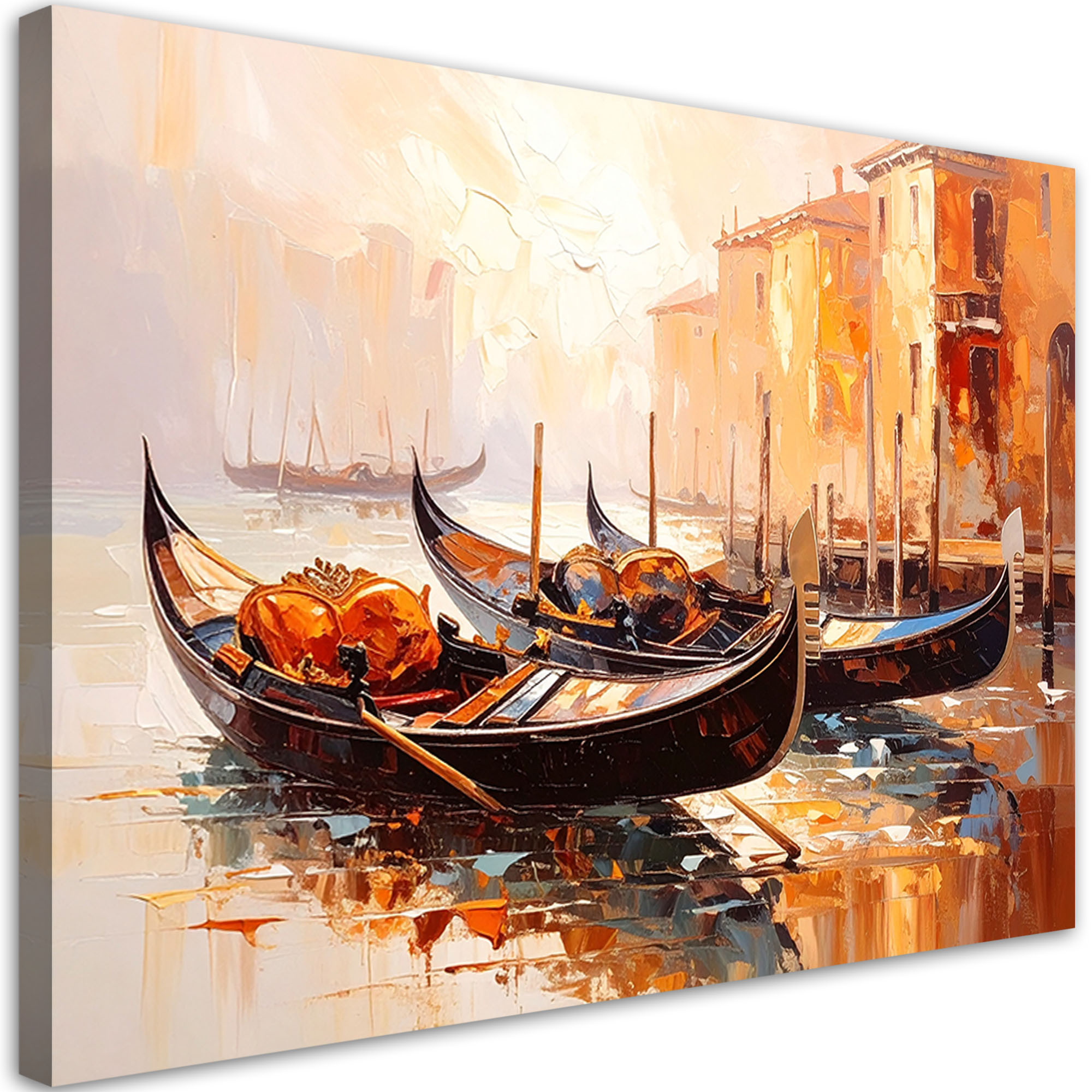 Obraz do salonu sypialni, Wenecja Miasto Gondole Beżowy 30x20