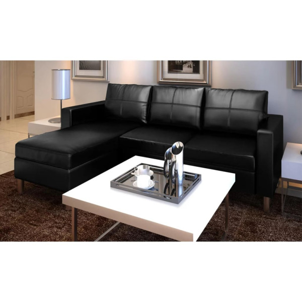 Sofa Czarny Sztuczna skóra vidaXL