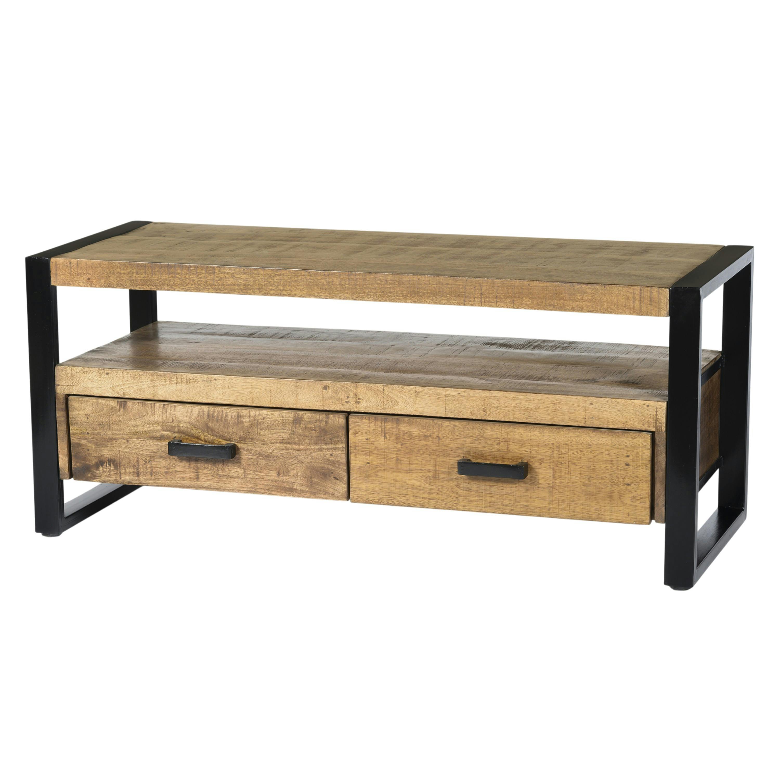Petit meuble TV bois métal à double plateau KARGO