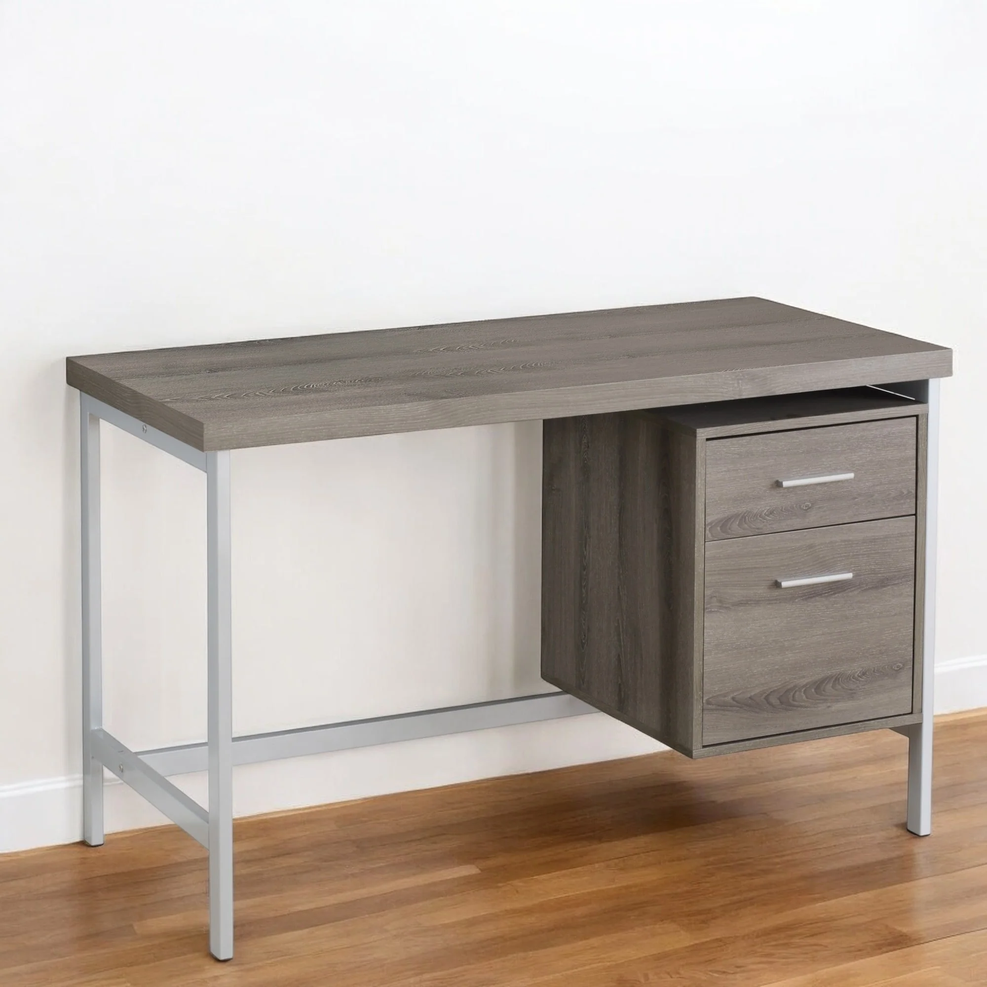 Contemporary Rectangular Office Desk with 2 Drawers and Pedestal Base Ideal for Home Office or Study