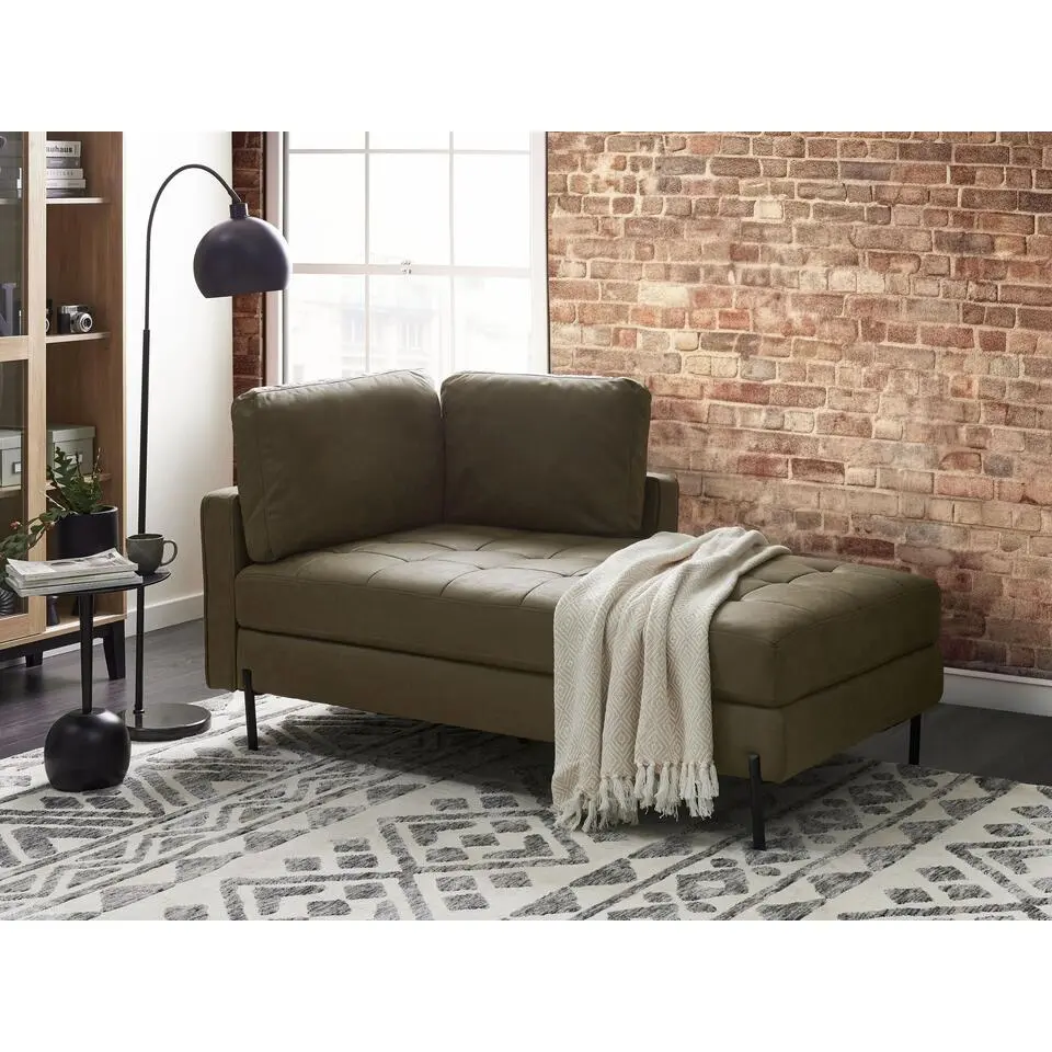 REBAIS - Chaise longue - Groen - Linkszijdig - Kunstleer