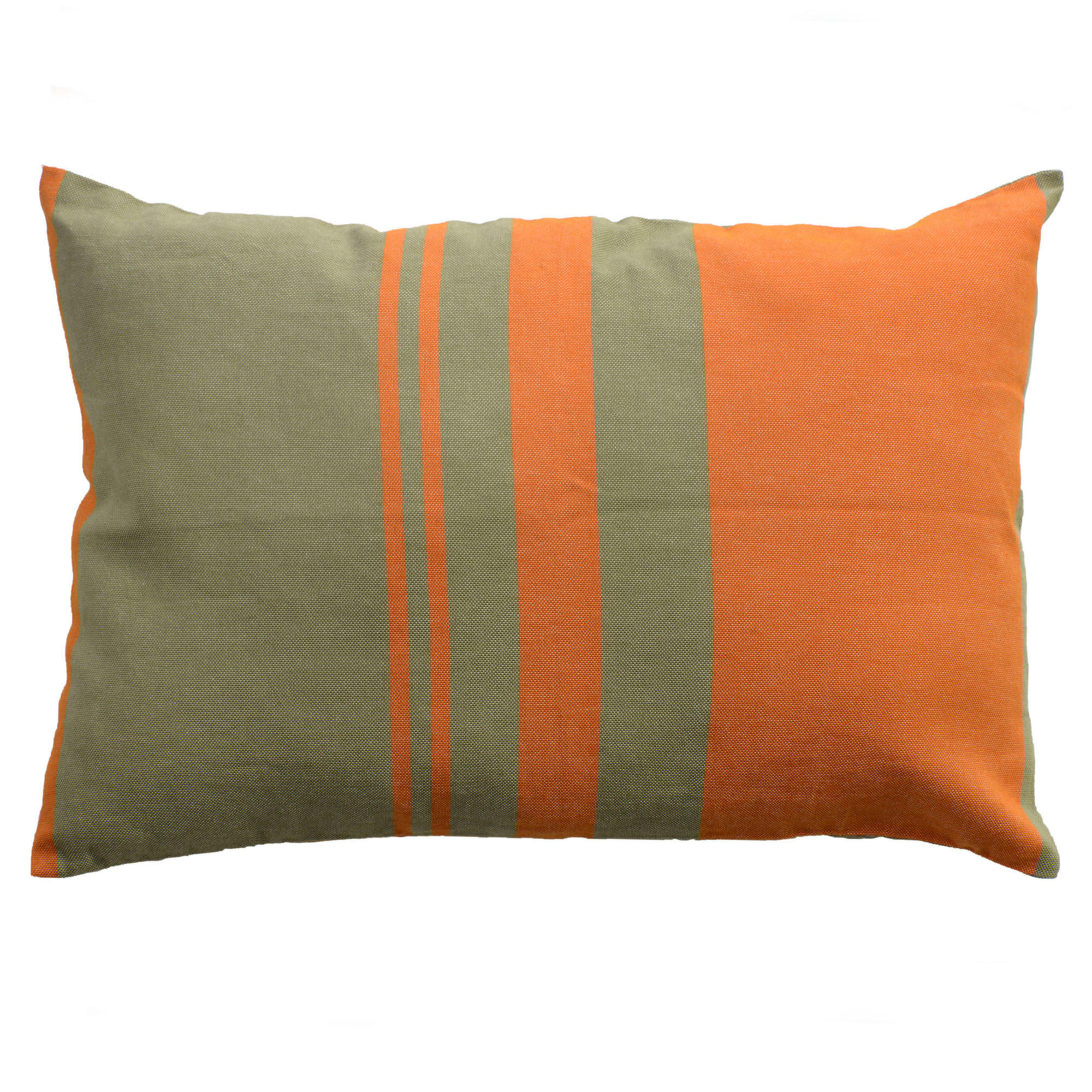 TANGER - Housse de coussin coton motif symétrique orange vert 35 x 50